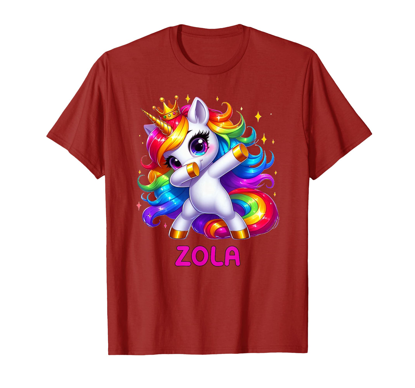 ZOLA Personalized Name Dabbing Unicorn Birthday Queen T-Shirt
