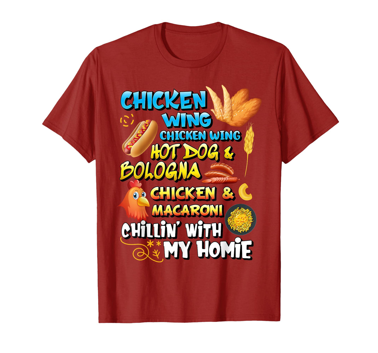 Chicken Wing Chicken Wing Hot Dog and Bologna Shirt Toddlers Men Women Girls Kids T-Shirt