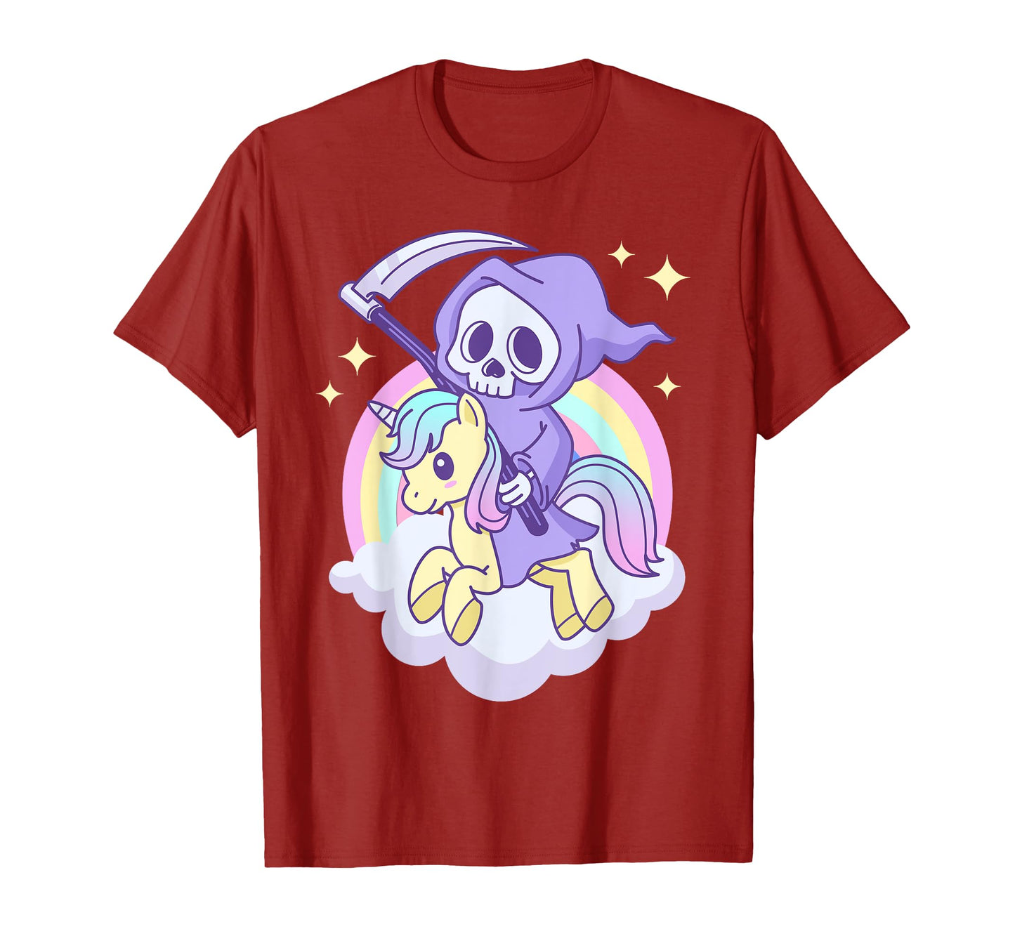 Cute Pastel Goth Grim Reaper on a Unicorn T-Shirt