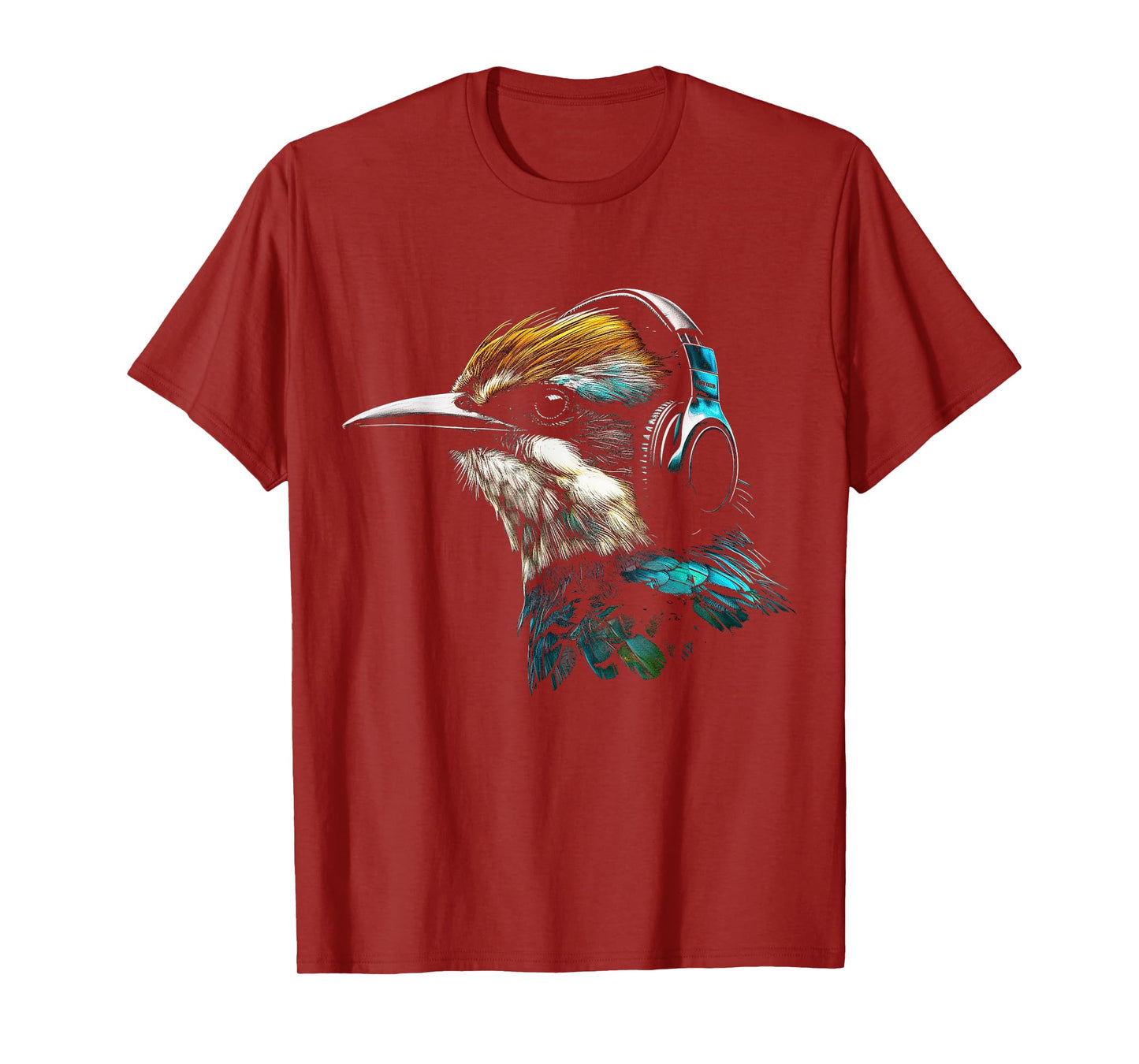 Bird Headphones Artwork | Music Animal Motif Bird T-Shirt