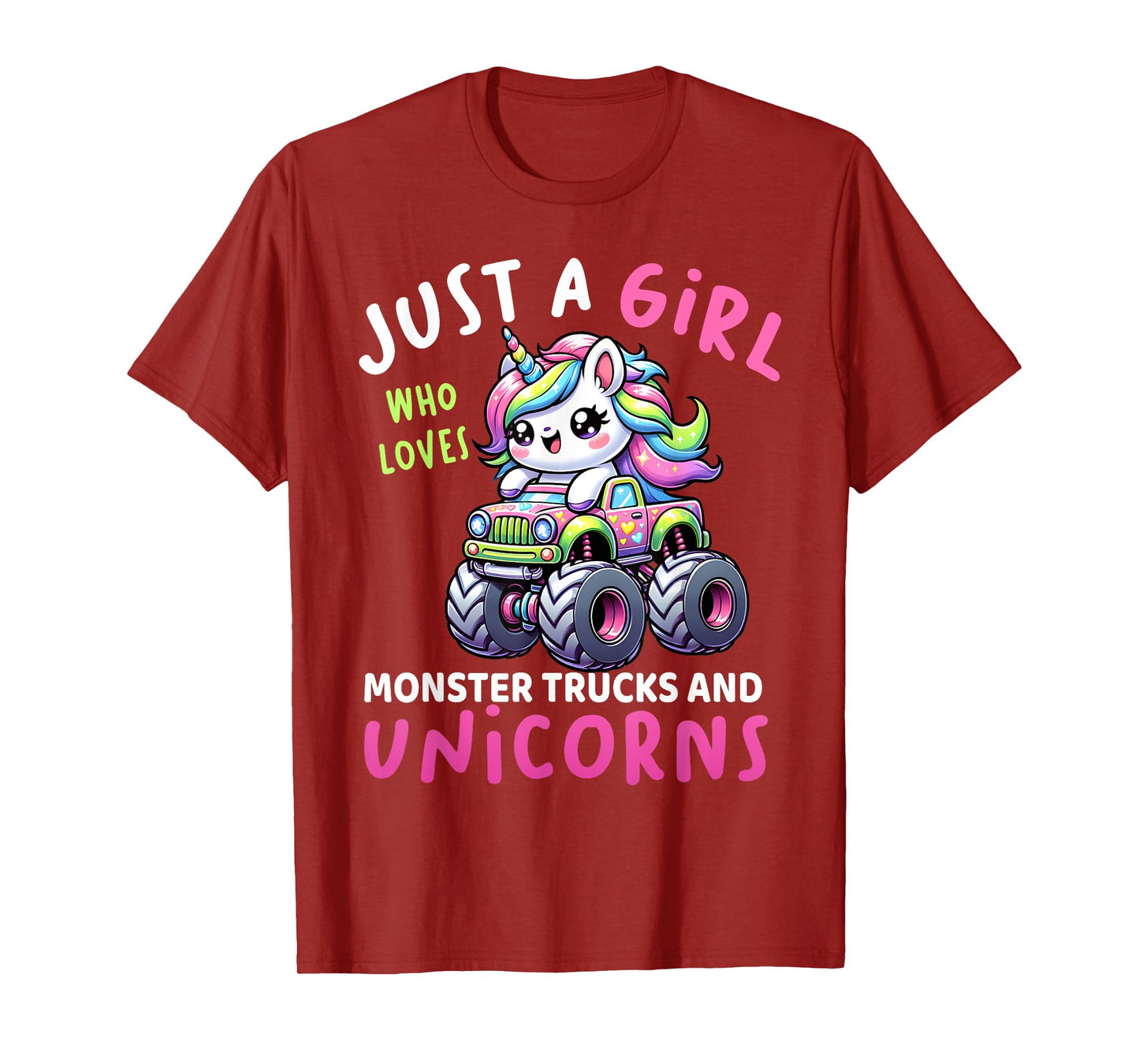 Just A Girl Who Loves Monster Trucks And Unicorns Toddler T-Shirt