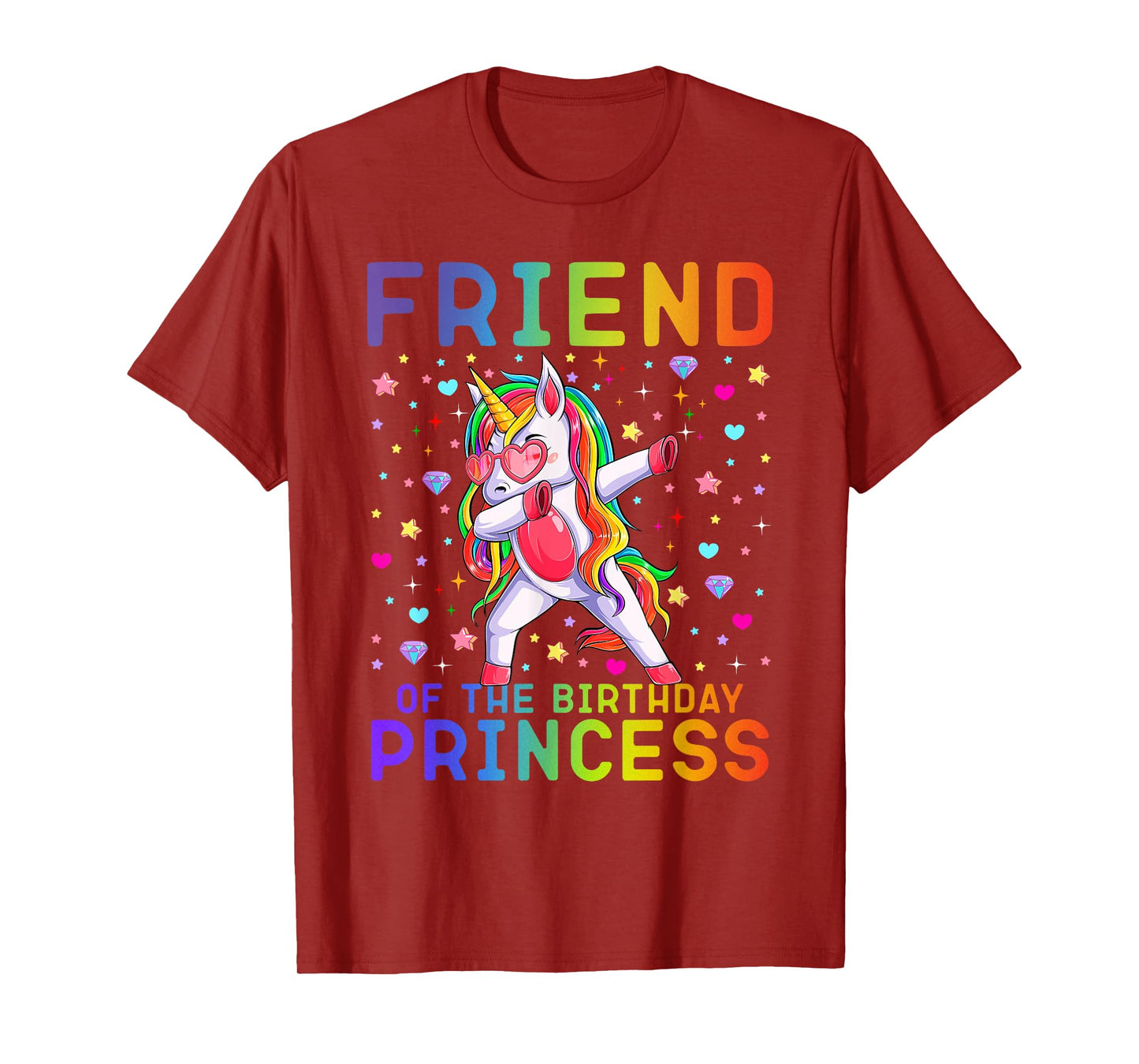 Friend of the Birthday Princess Dabbing Unicorn Rainbow Kids T-Shirt