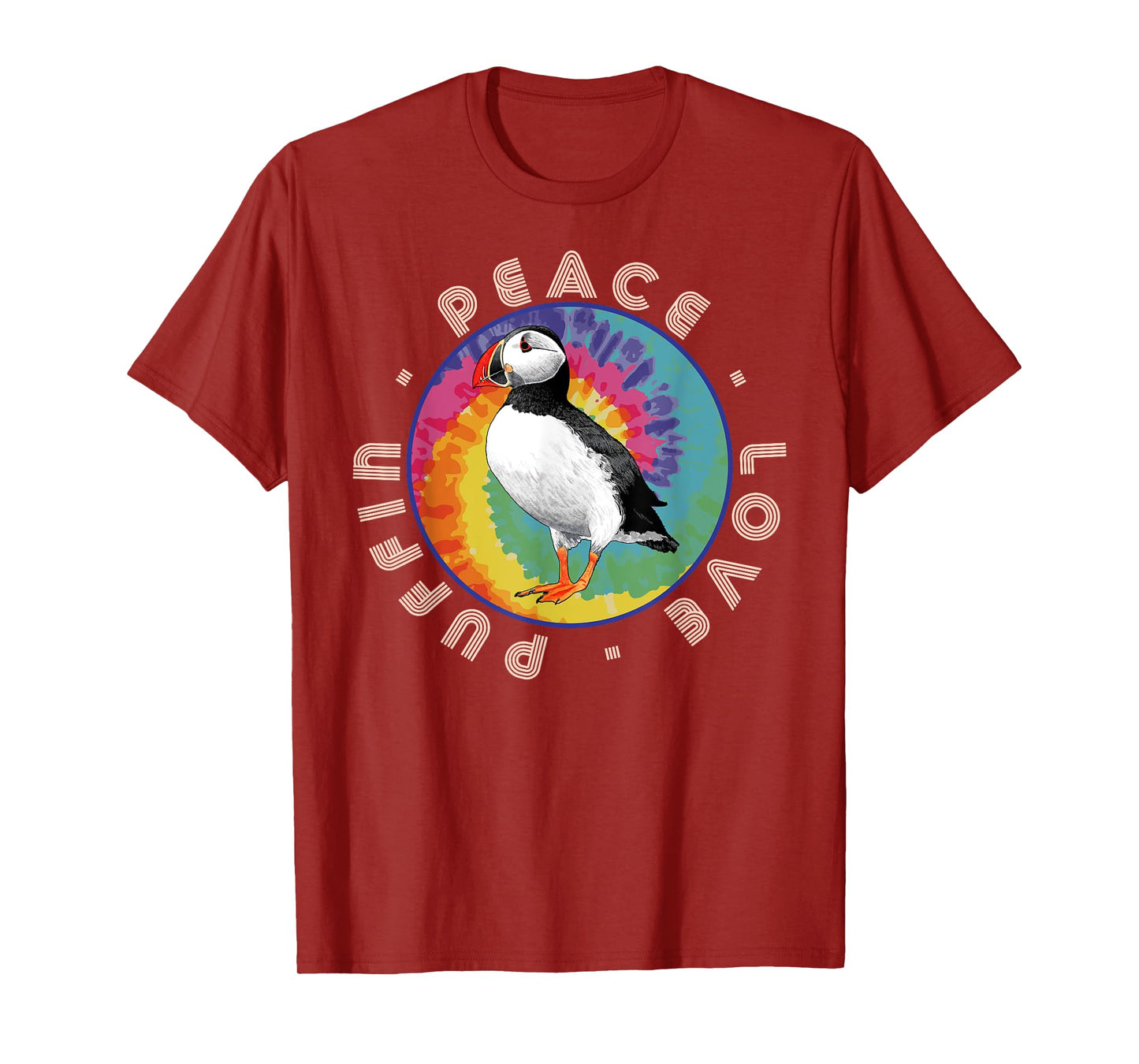 Vintage Retro Style Atlantic Sea Bird Fly Peace Love Puffin T-Shirt