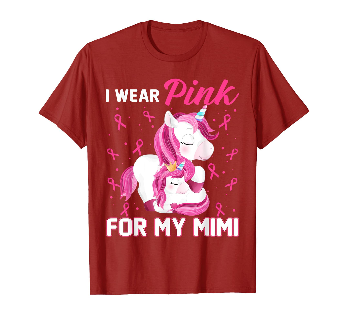 I Wear Pink For My Mimi Breast Cancer Awareness Unicorn T-Shirt