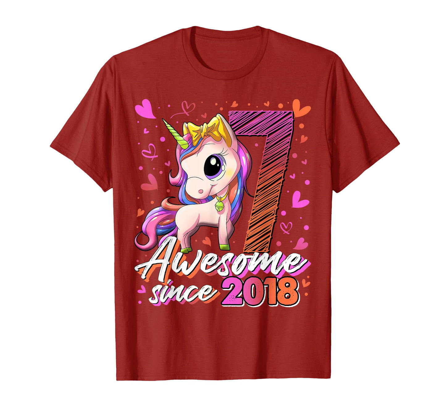 7 Year Old Unicorn Gifts For Girls 7th Birthday Girl Party T-Shirt