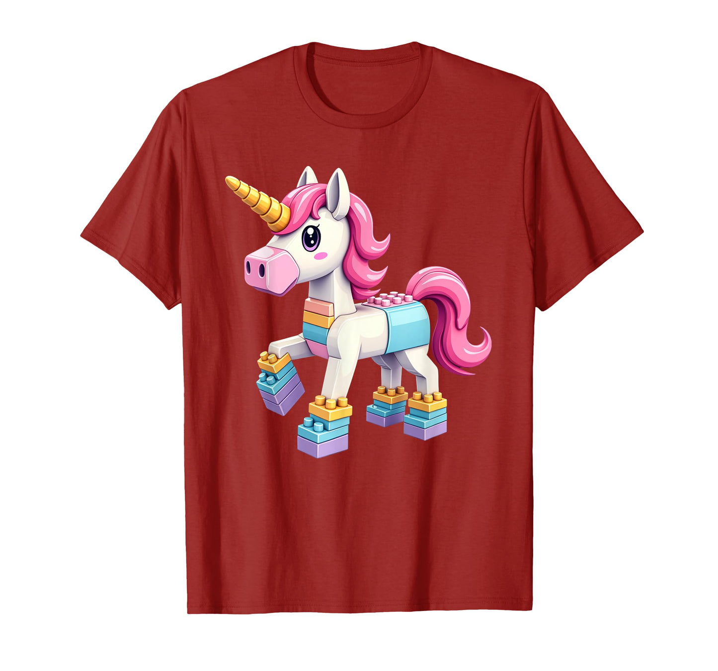 Block Building Unicorn Lover Master Builder Bricks T-Shirt