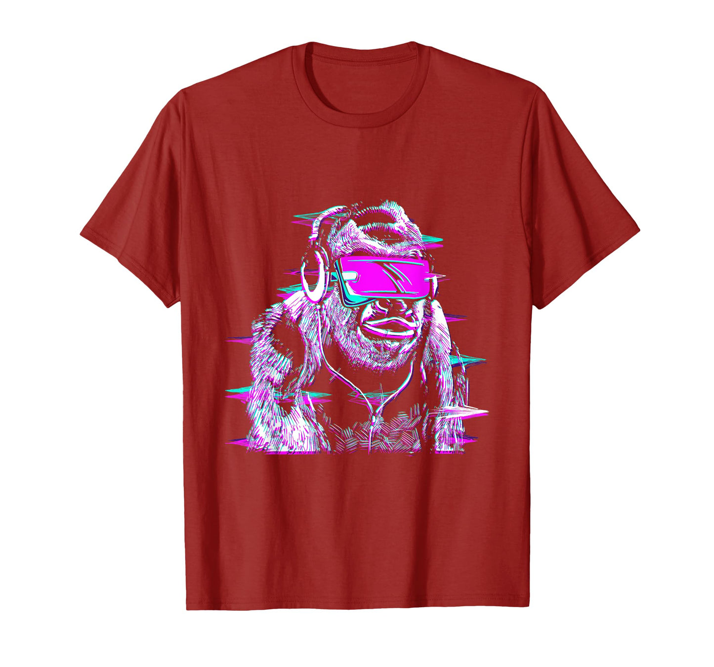 VR and VR Gamer with virtual reality and monkey T-Shirt