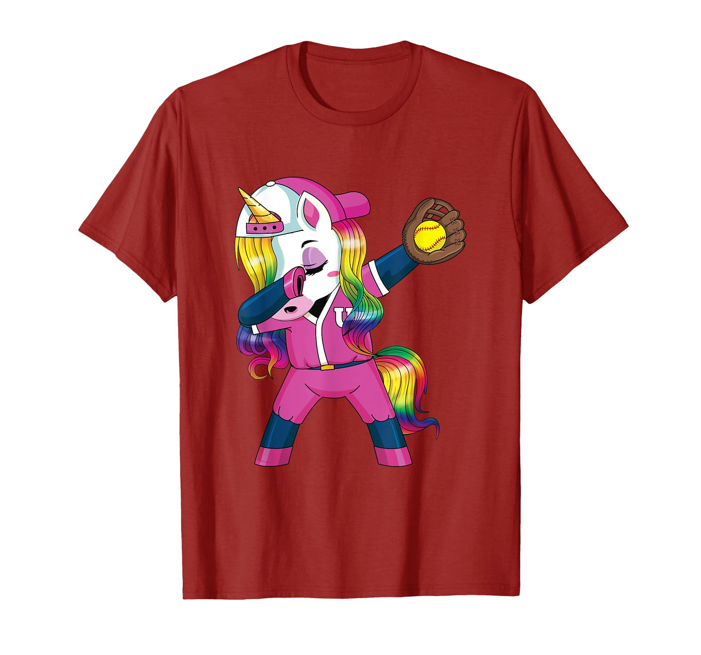 Dabbing Unicorn Softball Gift Girls Women T-Shirt