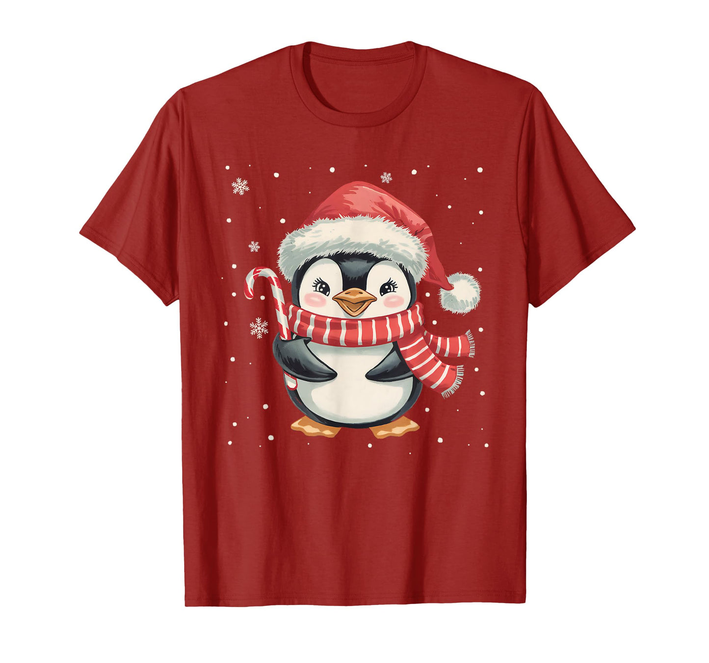Penguin Christmas Candy Cane Santa Hat Funny Xmas Pajamas T-Shirt