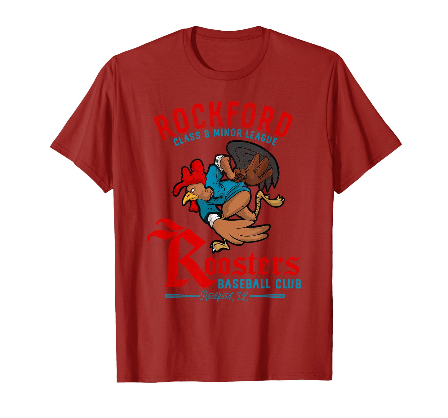 Rockford Roosters Retro Minor League Baseball Team T-Shirt