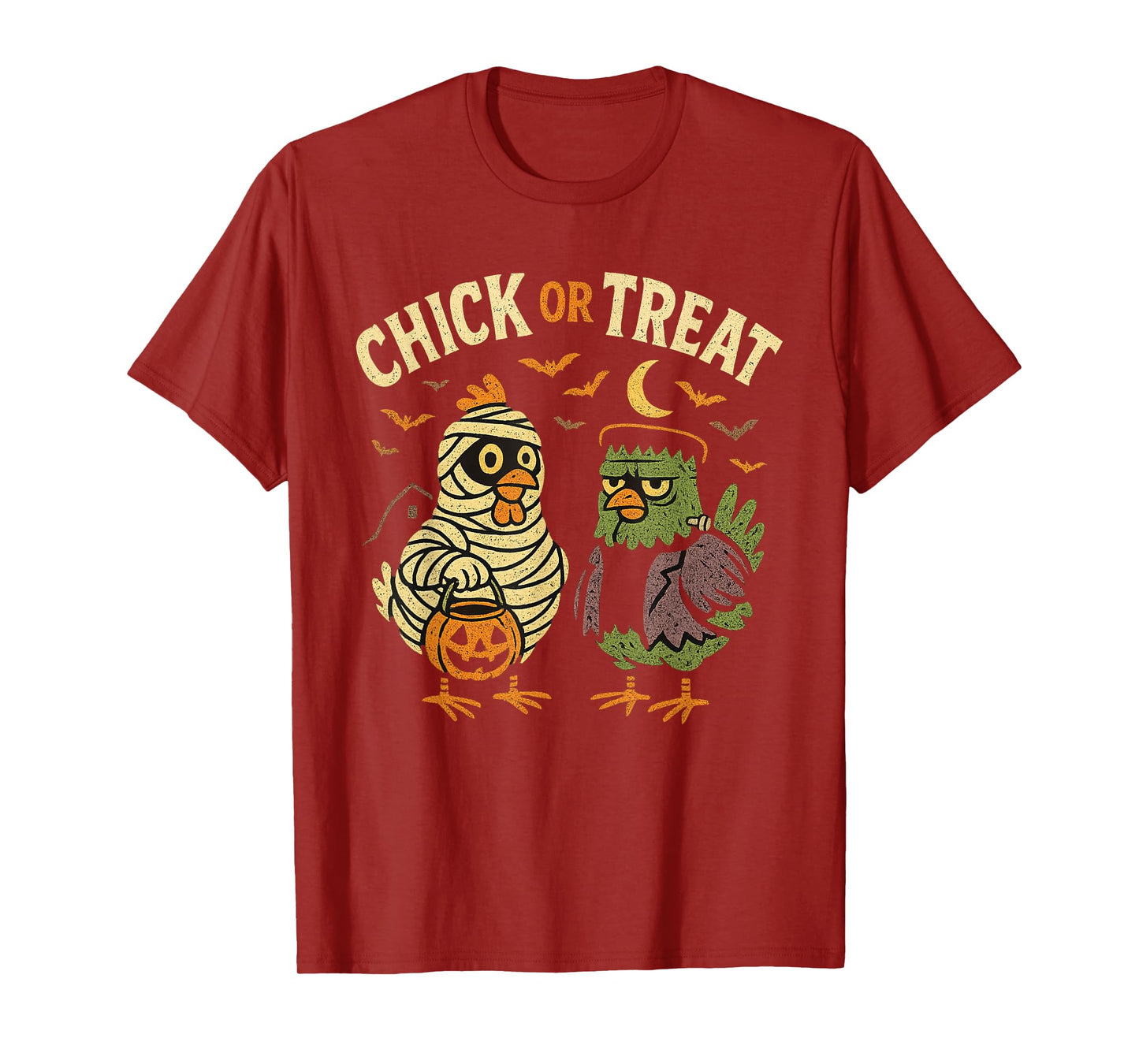 Chick or Treat Shirt Chicken Halloween Shirt Distressed T-Shirt