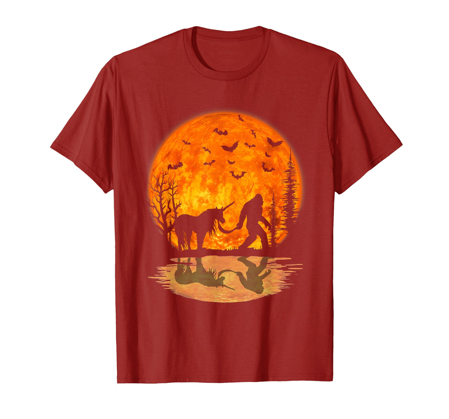Bigfoot Walking Unicorn Funny Sasquatch Unicorn Halloween T-Shirt