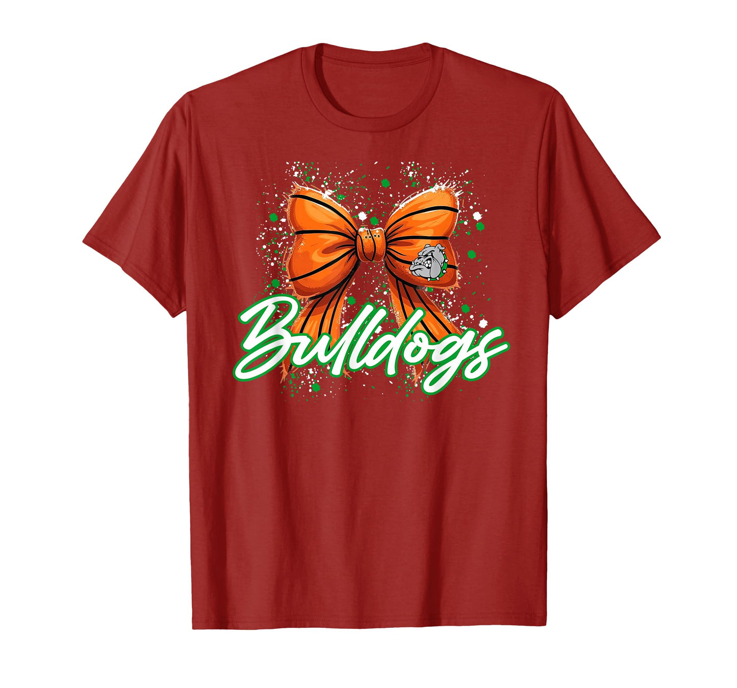 Green Bulldogs Basketball Coquette Bow Sports Bulldog Mascot T-Shirt