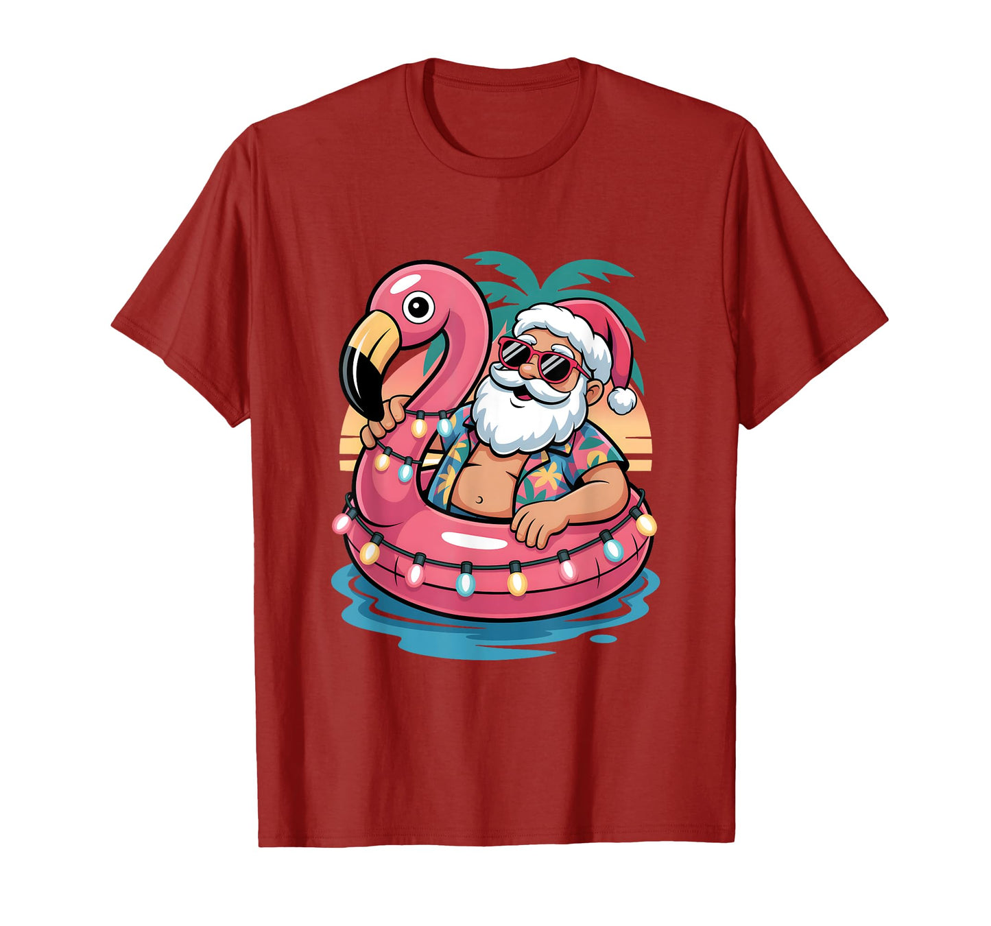 Christmas In July Shirt Boys Kids Santa Flamingo Summer Xmas T-Shirt