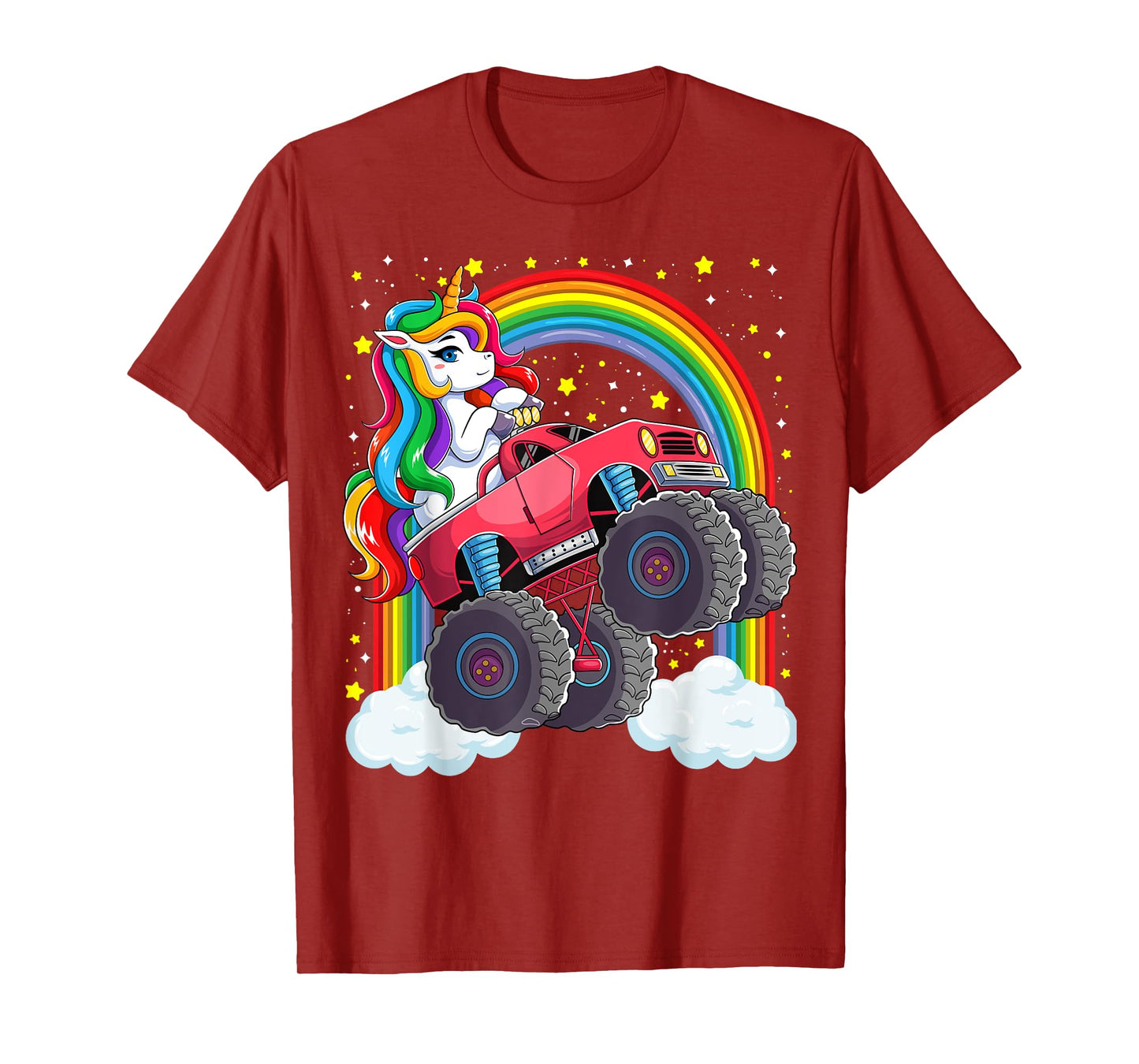 Cute Monster Truck Unicorn Magical Rainbow Kids Girls Party T-Shirt