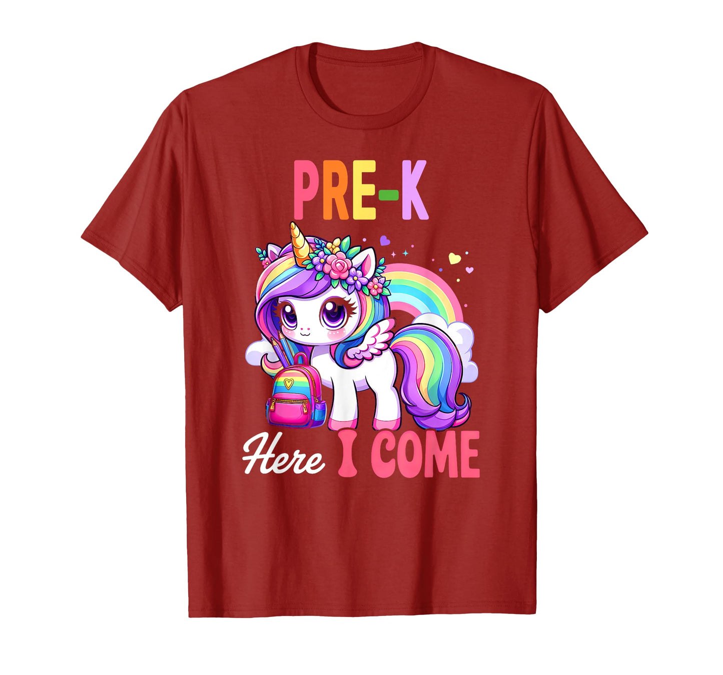 Pre-K Here I Come Unicorn Girls First Day Back To School T-Shirt