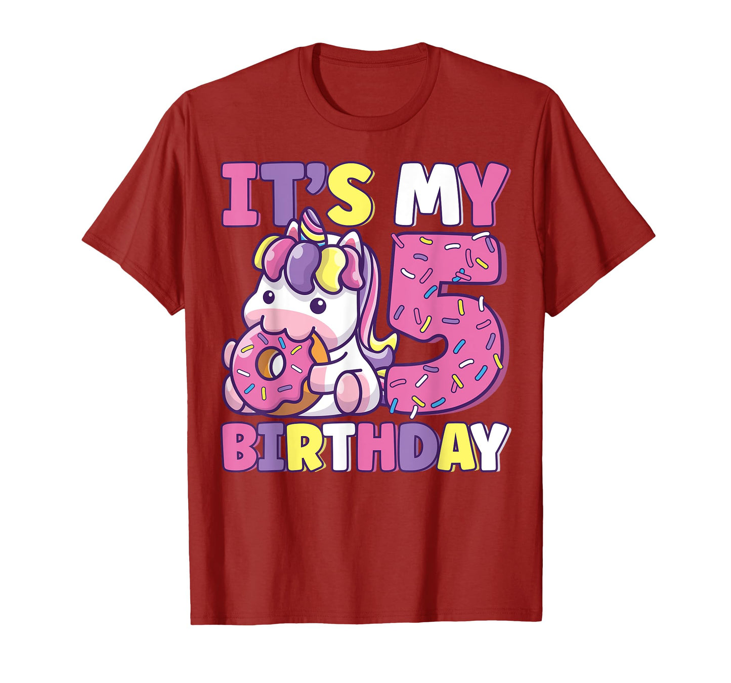 It's My 5th Birthday Party Cute Girls Donut Birthday Unicorn T-Shirt
