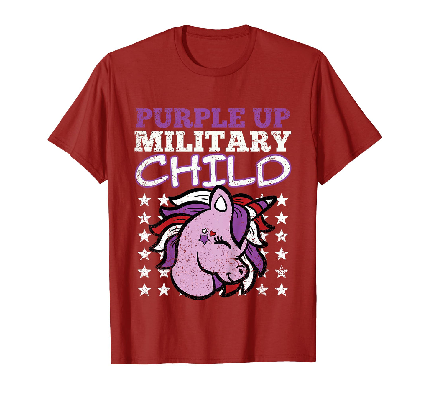 Purple Up Military Child Unicorn Army Soldier Girls Kids T-Shirt