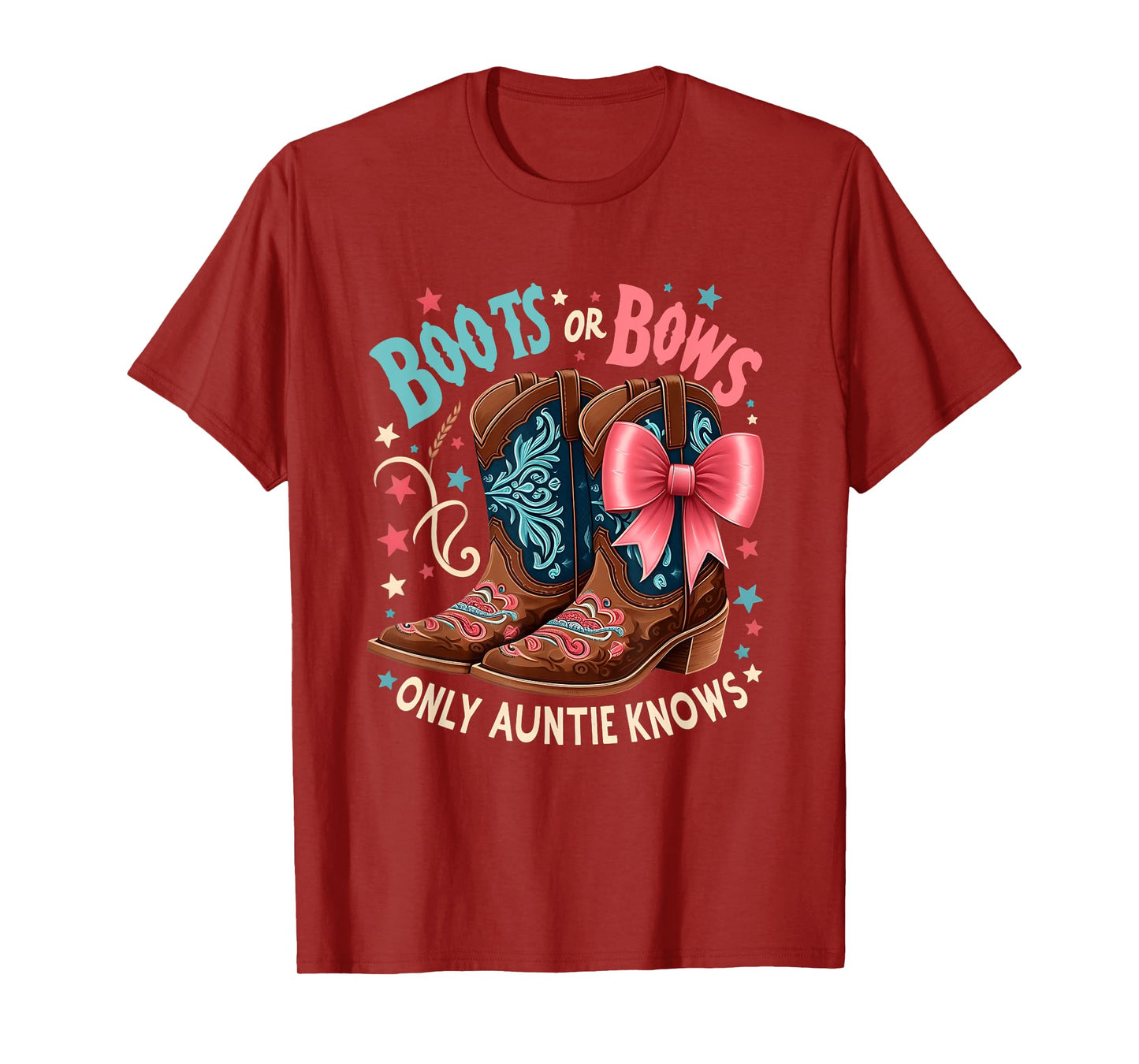 Boots Or Bows Only Auntie Knows Aunt Baby Announcement T-Shirt
