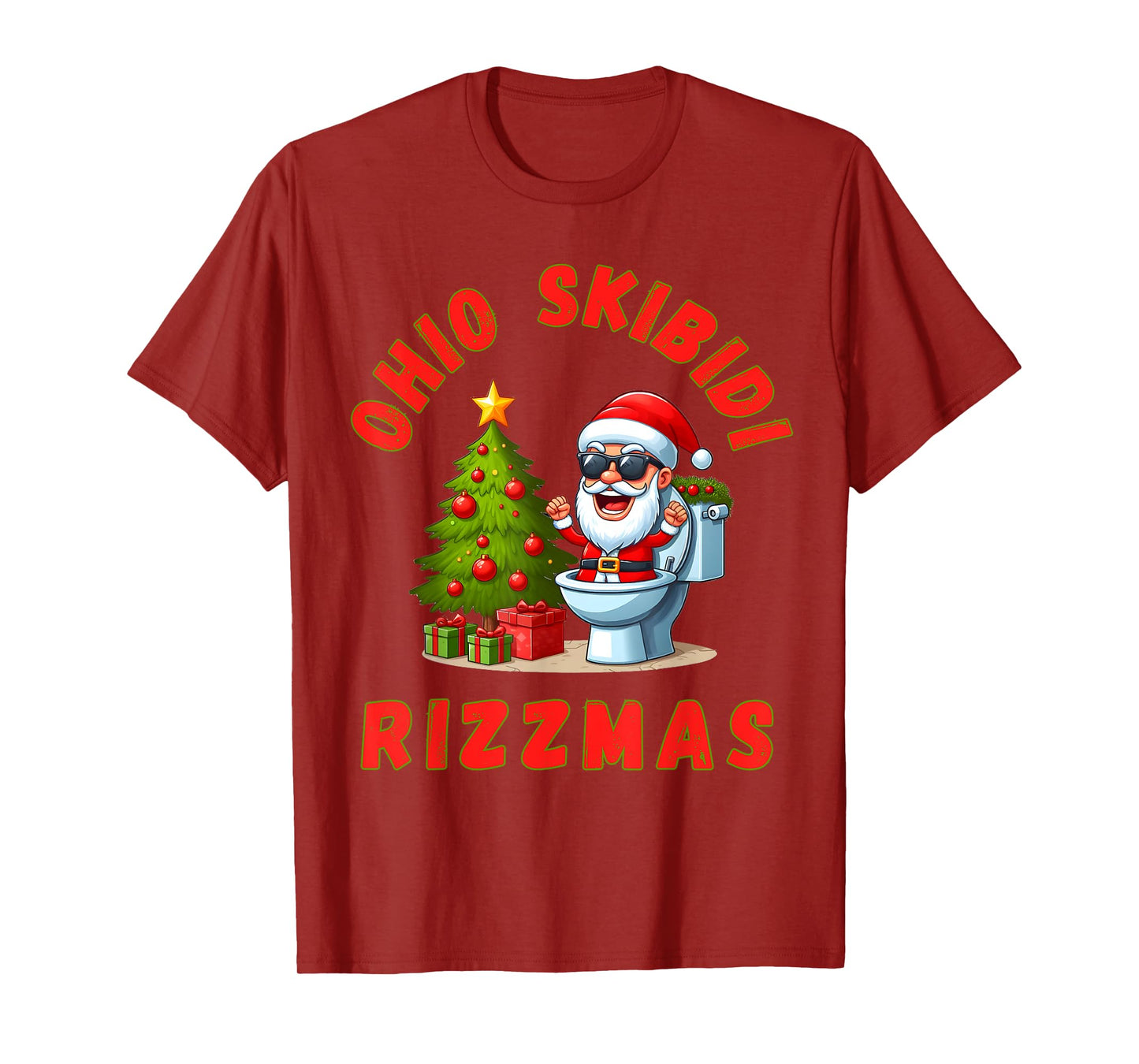 Ohio Skibidi Rizzmas Funny Christmas Rizz Gyatt Rizz Santa T-Shirt