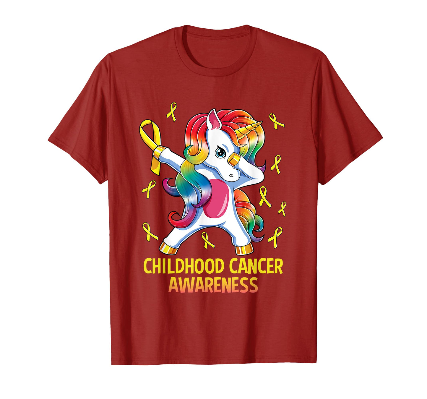 Dabbing Unicorn Childhood Cancer Awareness T-Shirt