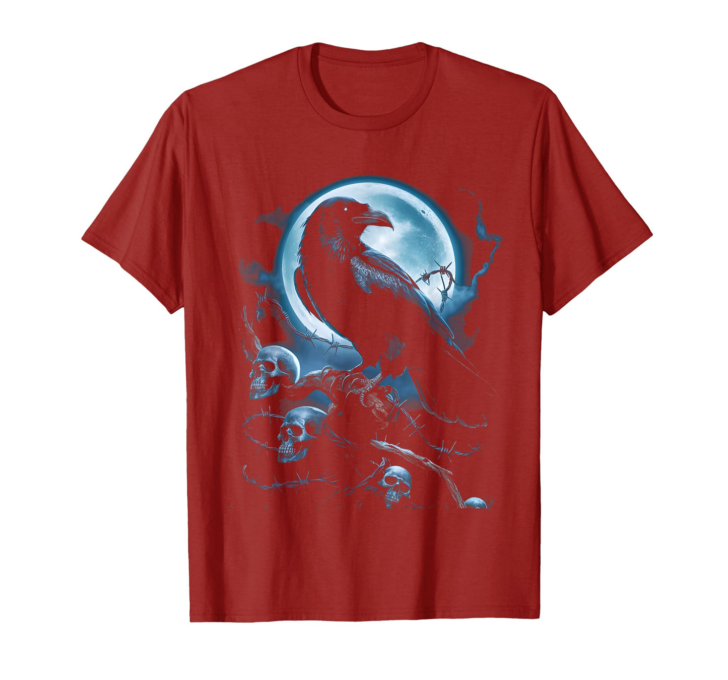 Black Crow Raven Bird Gothic Y2K Style Skull T-Shirt