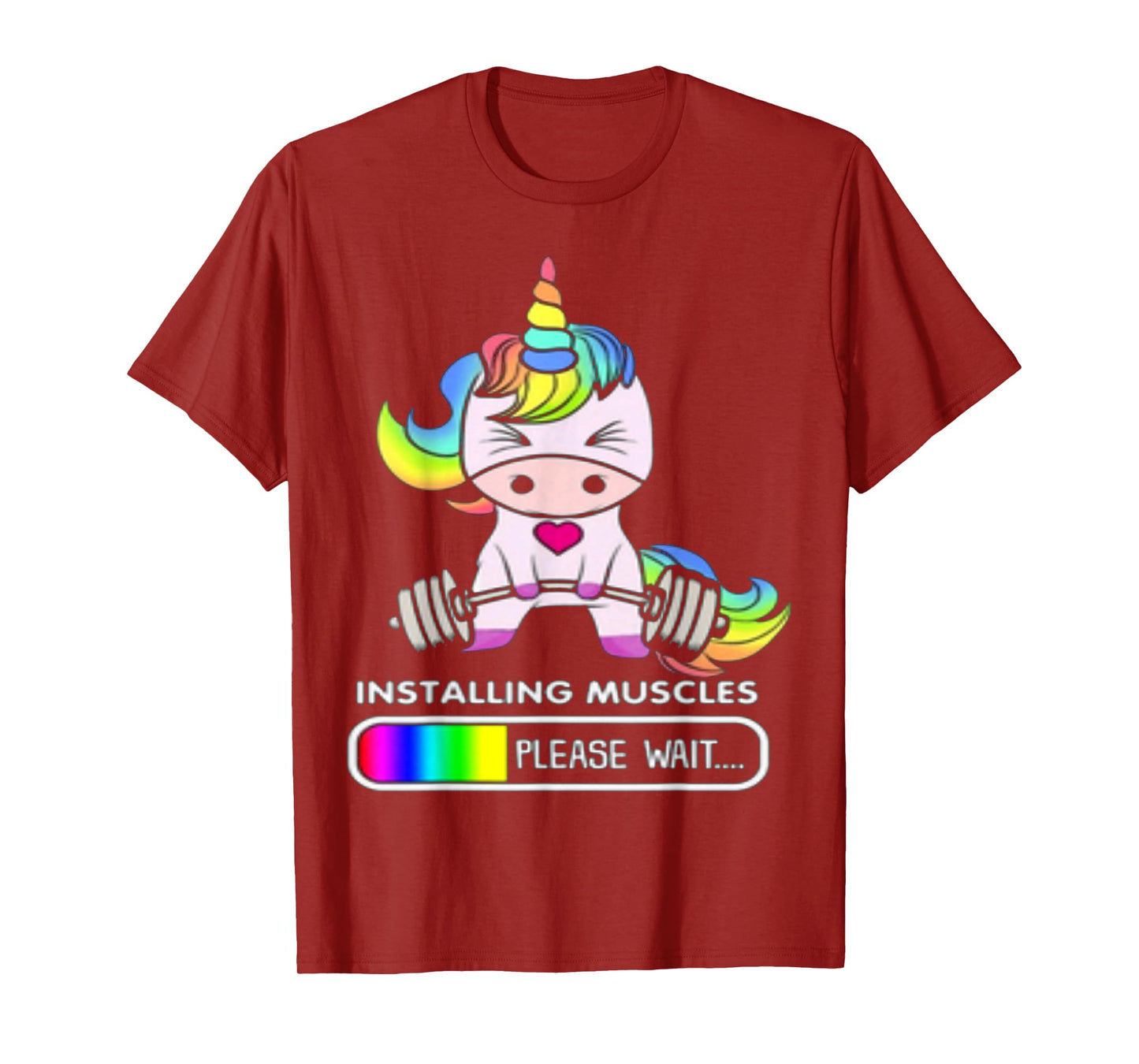 Installing Muscles Please Wait Funny Unicorn T-Shirt