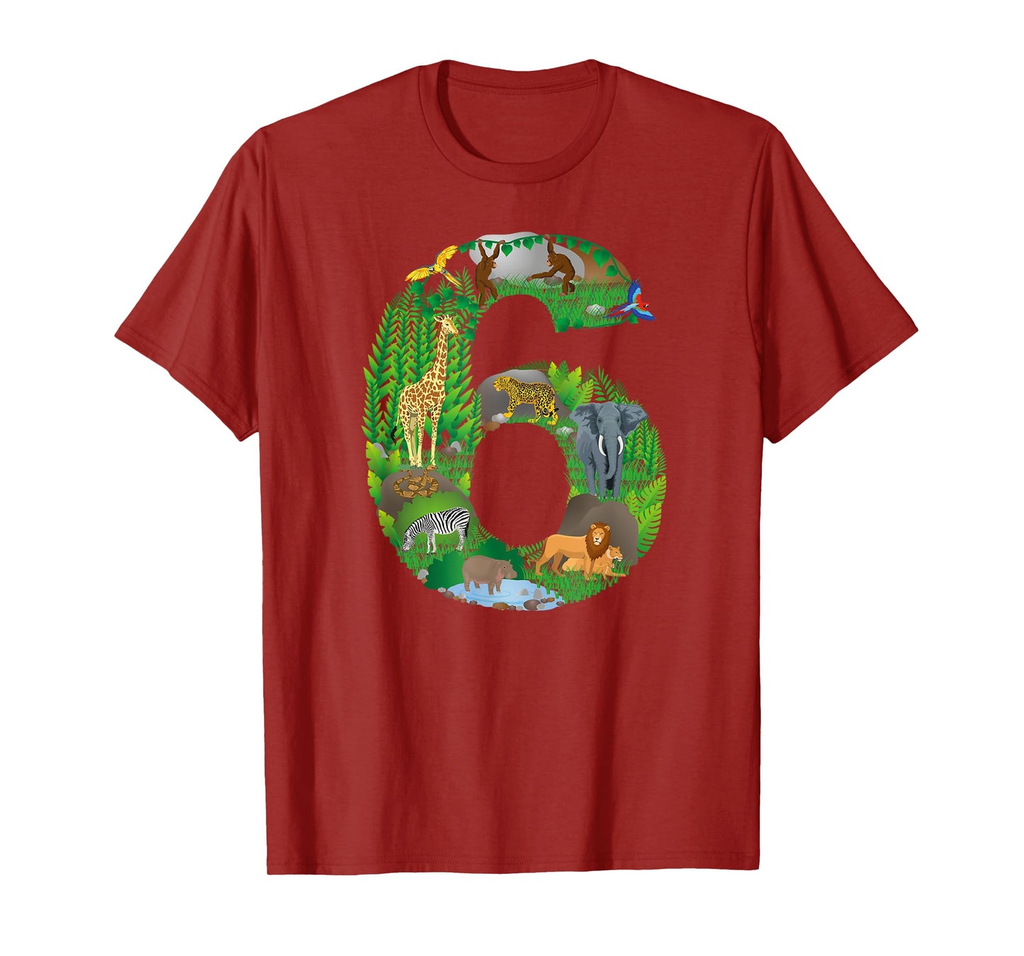 Safari Jungle Zoo animals Sixth Birthday number 6 T-shirt T-Shirt