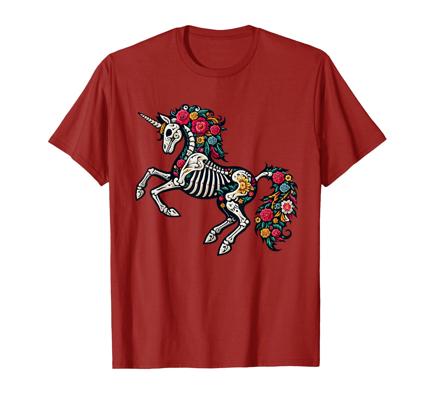 Floral Skeleton Unicorn Mexican Dia De Los Muertos Halloween T-Shirt