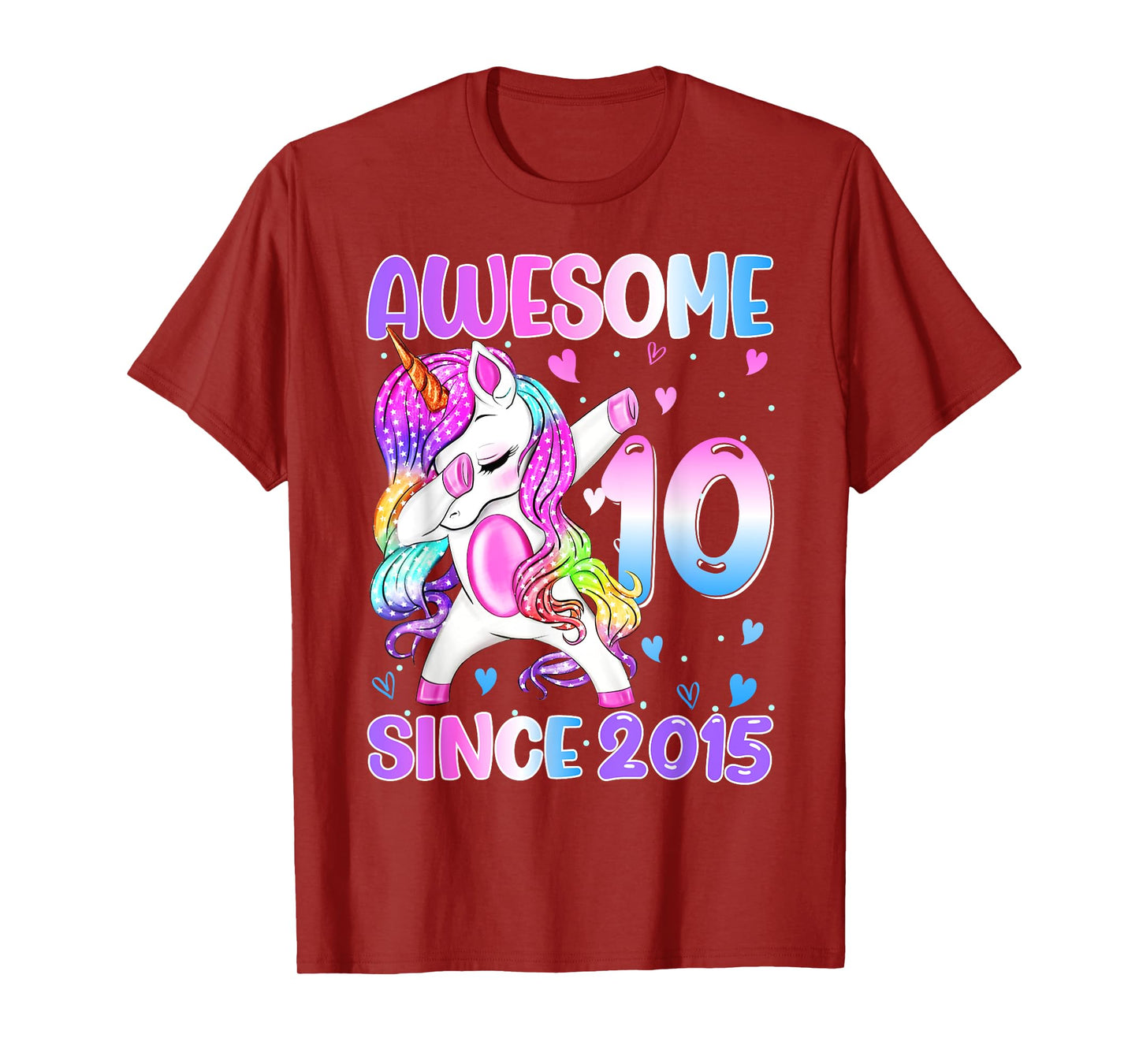 Awesome Since 2015 Dabbing Unicorn 10th Birthday Girls T-Shirt