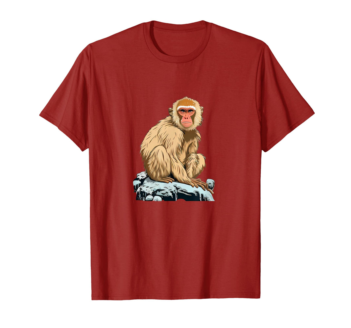 Funny cute japanese Monkey loves Snow T-Shirt