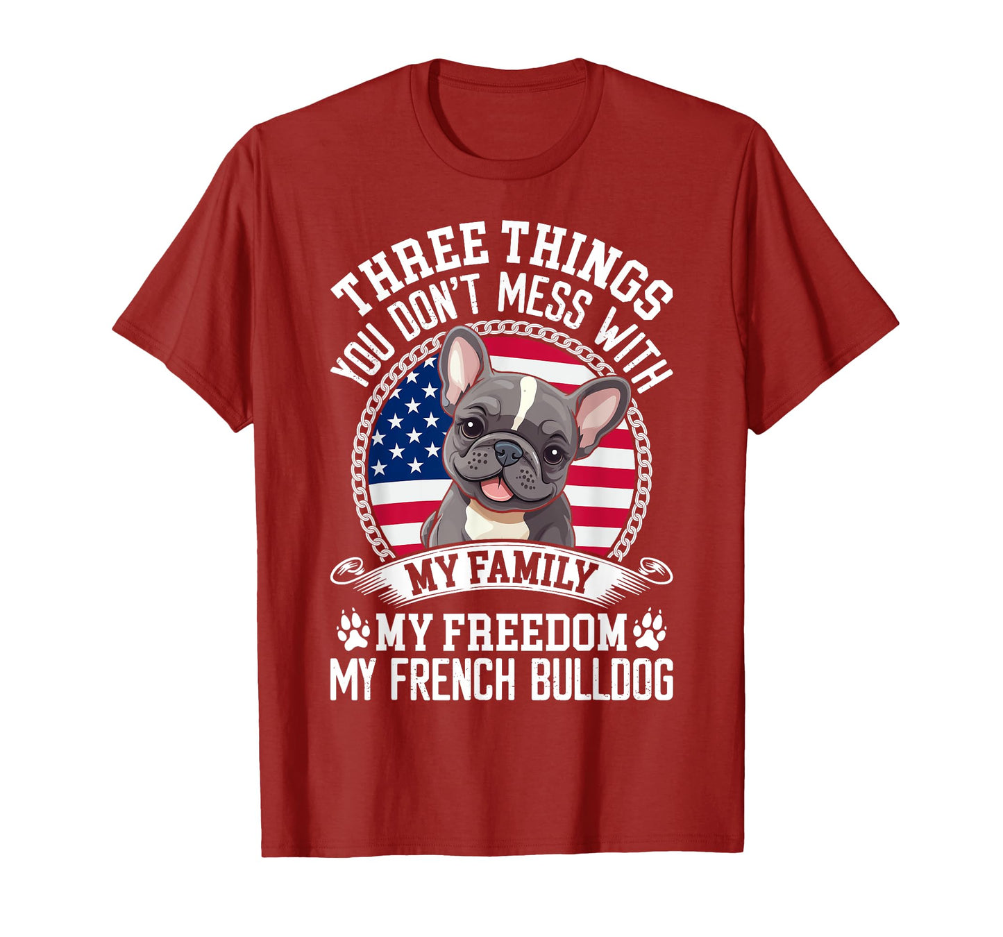 Patriotic French Bulldog American Flag Dog Paw 4th Of July Men Women Kids T-Shirt
