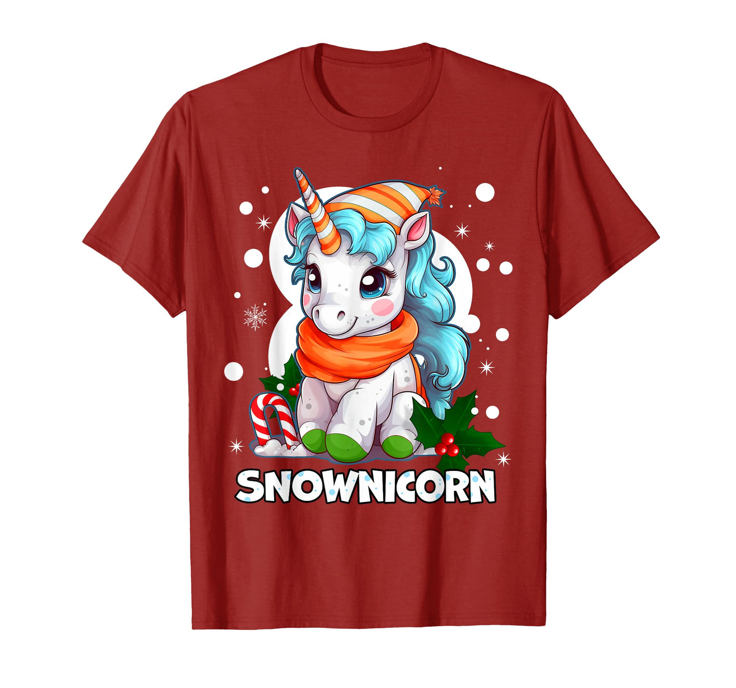 Snownicorn Cute Unicorn Snowman Christmas Girl T-Shirt