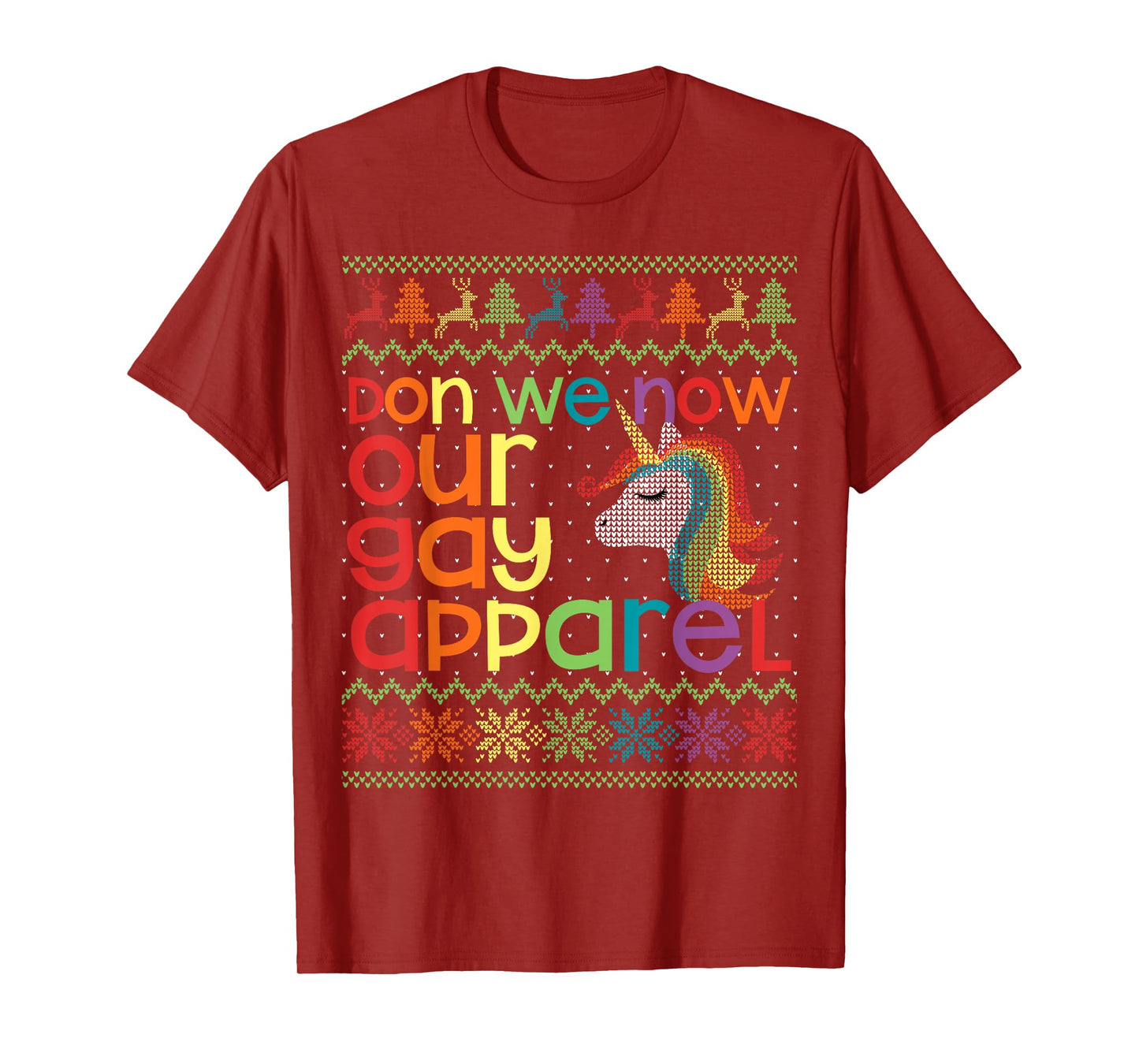 Christmas LGBT Don We Now Our Gay Apparel Rainbow Unicorn T-Shirt