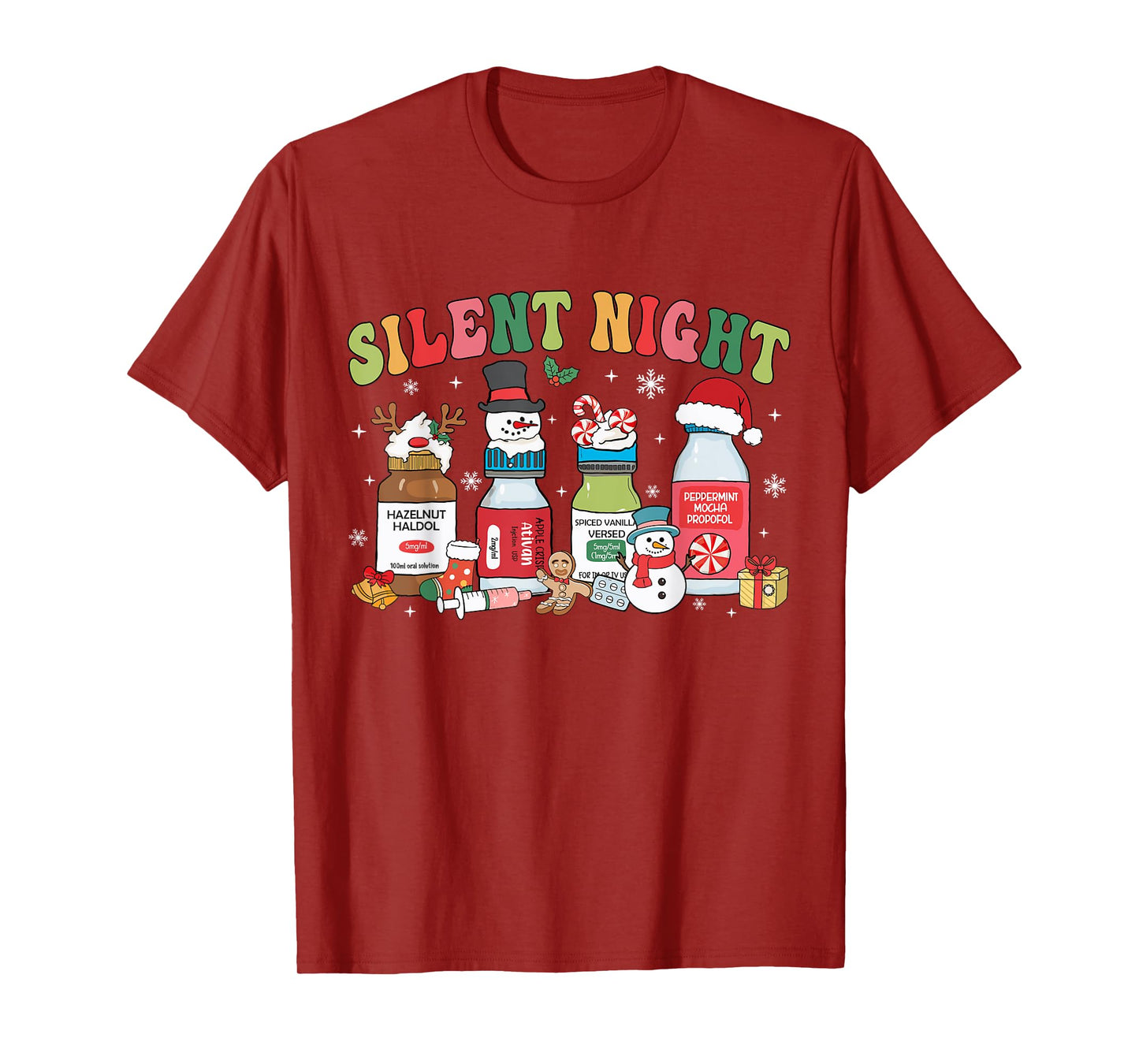 Nurse Christmas Silent Night Christmas Nurse ER ED ICU RN T-Shirt
