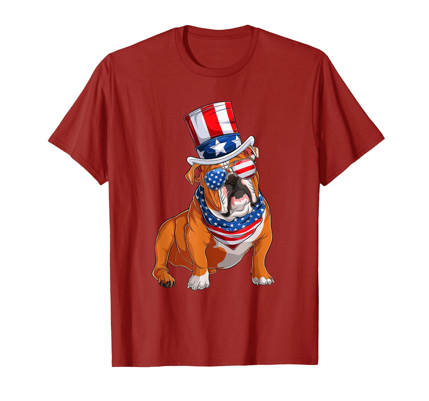 Merica Bulldog Dog 4th of July American Flag T-Shirt