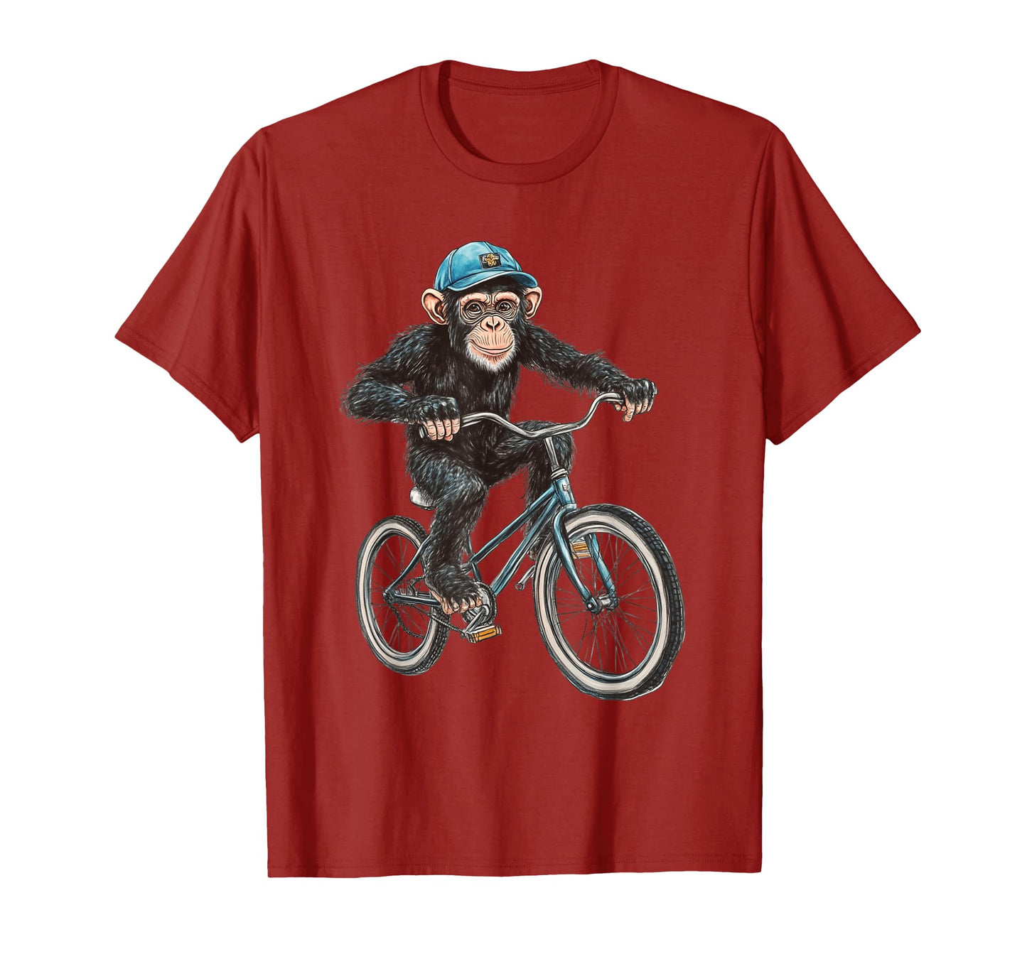 Monkey Riding Bike Vintage Bicycle Biker Ape Chimpanzee T-Shirt