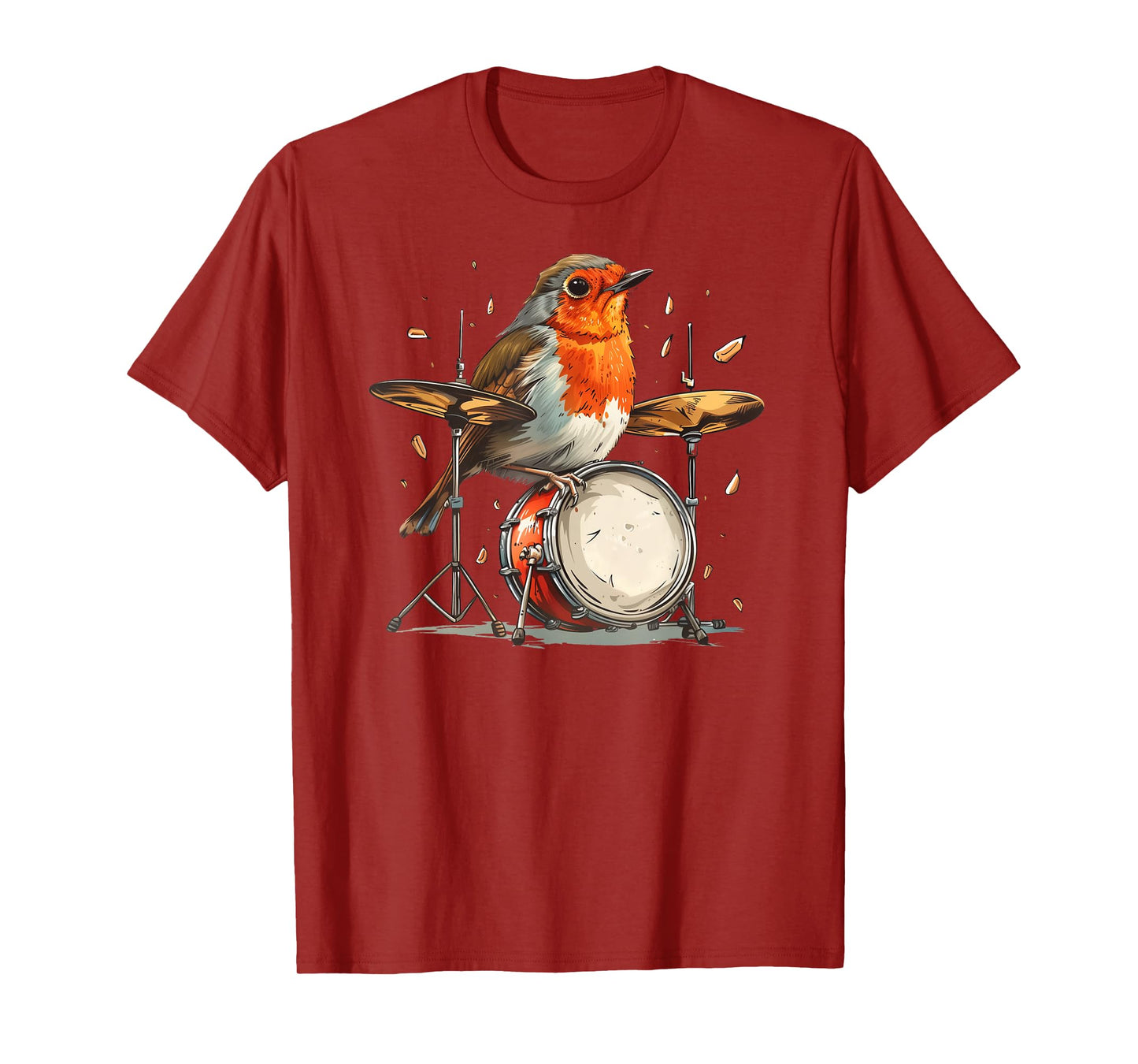 Funny Rocking Robin Bird - Robin Playing The Drums T-Shirt