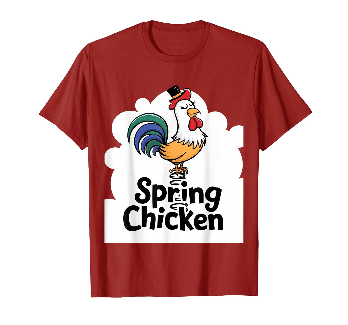 Spring Chicken Chicken On Pogo Stick Funny Chicken T-Shirt