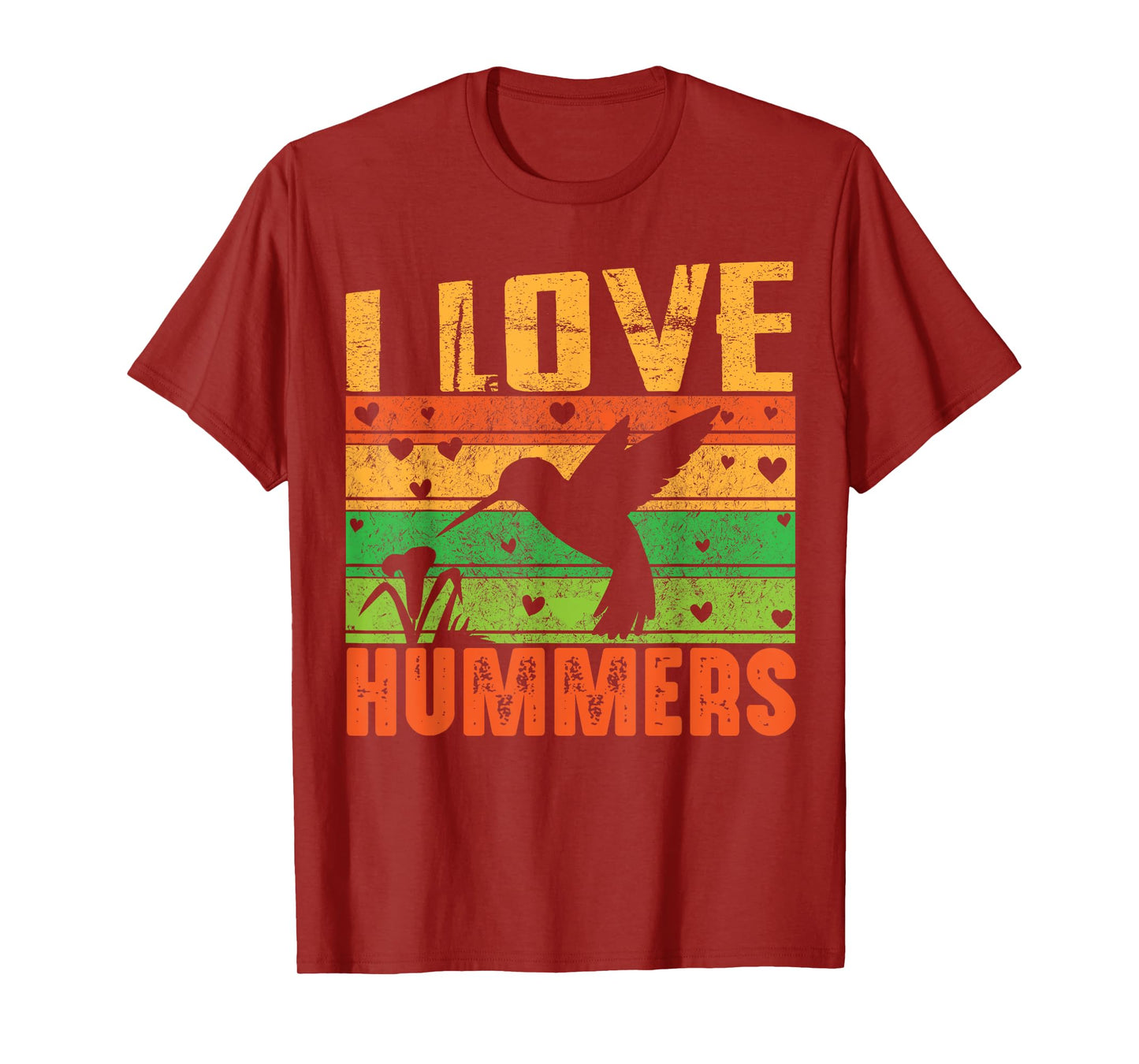 I Love Hummers Colibri Hummingbird Wildlife Retro Sunset T-Shirt