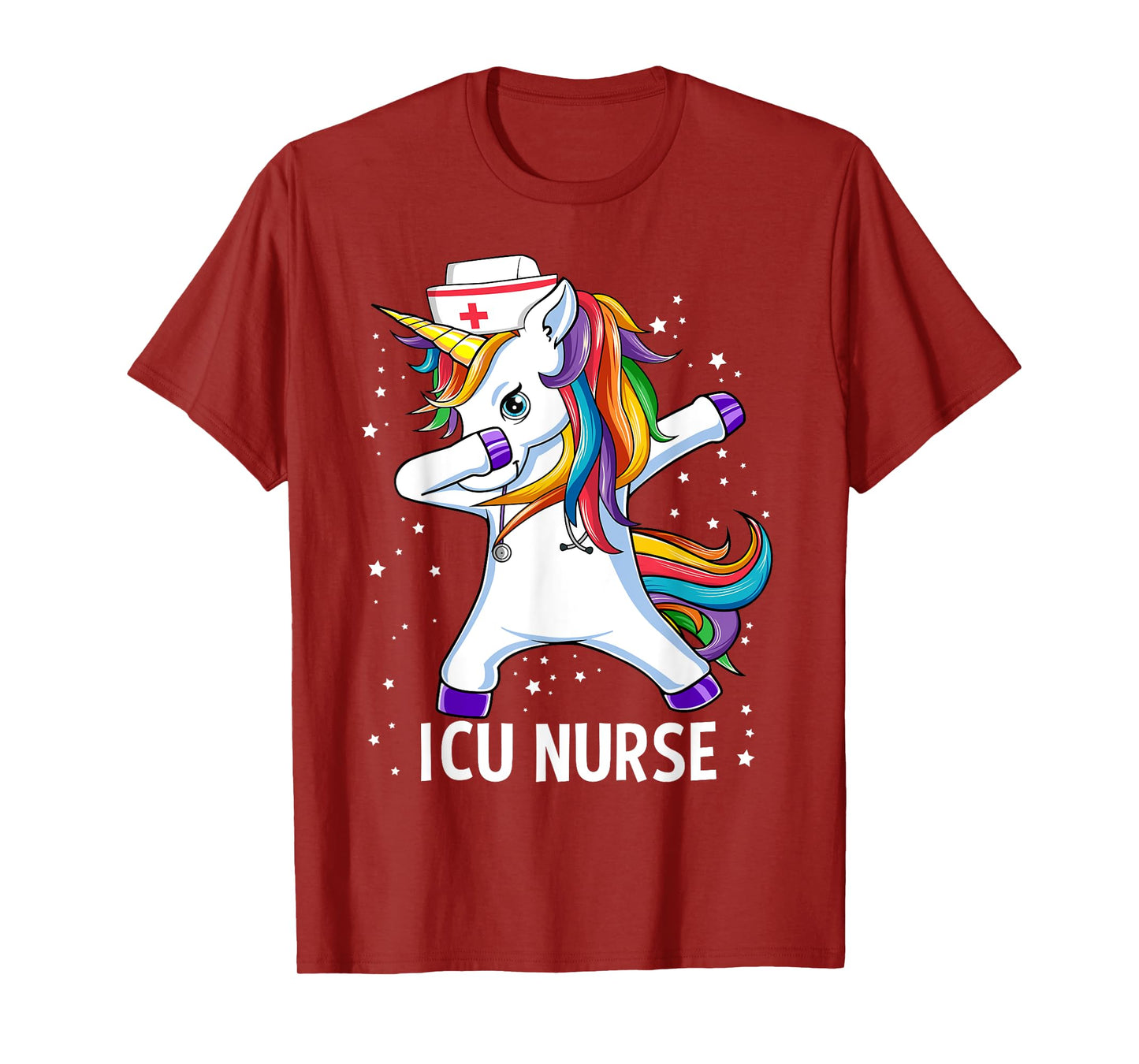 Dabbing Unicorn Funny ICU Nurse T-Shirt