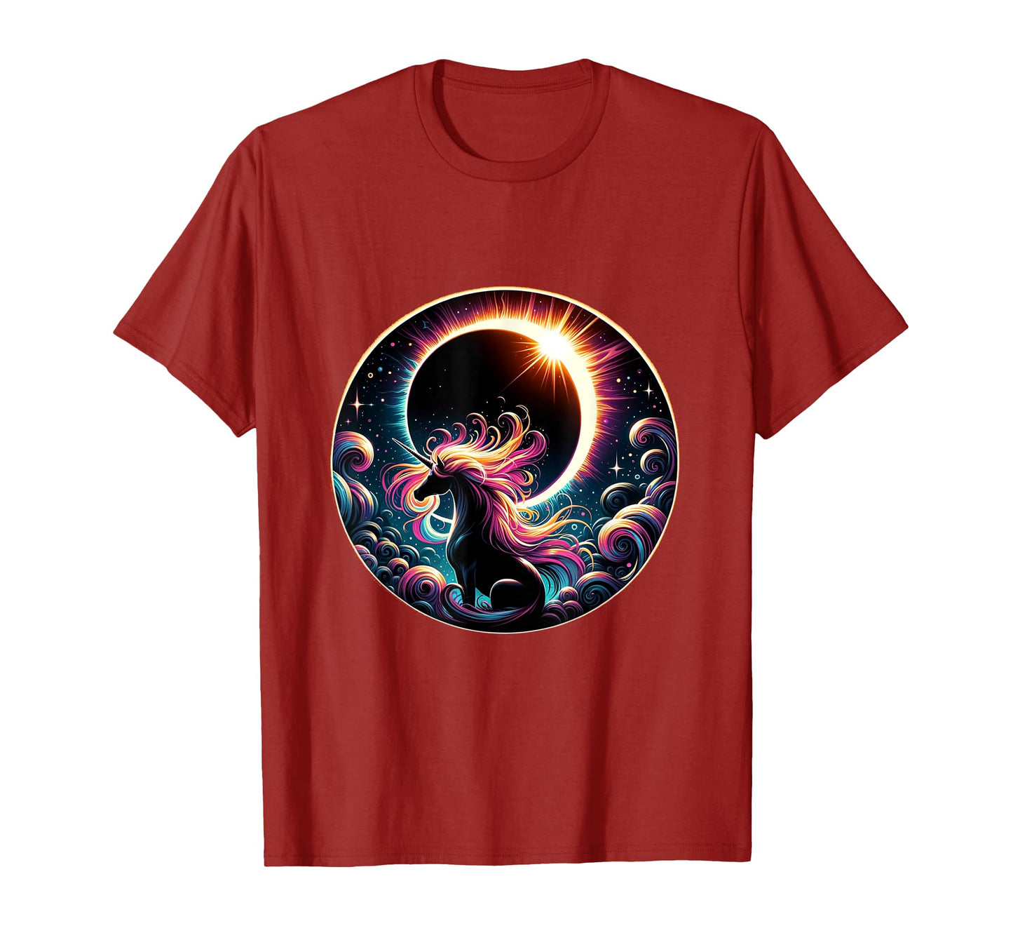 Total Solar Eclipse Apirl 08 2024 With Unicorn Graphic T-Shirt