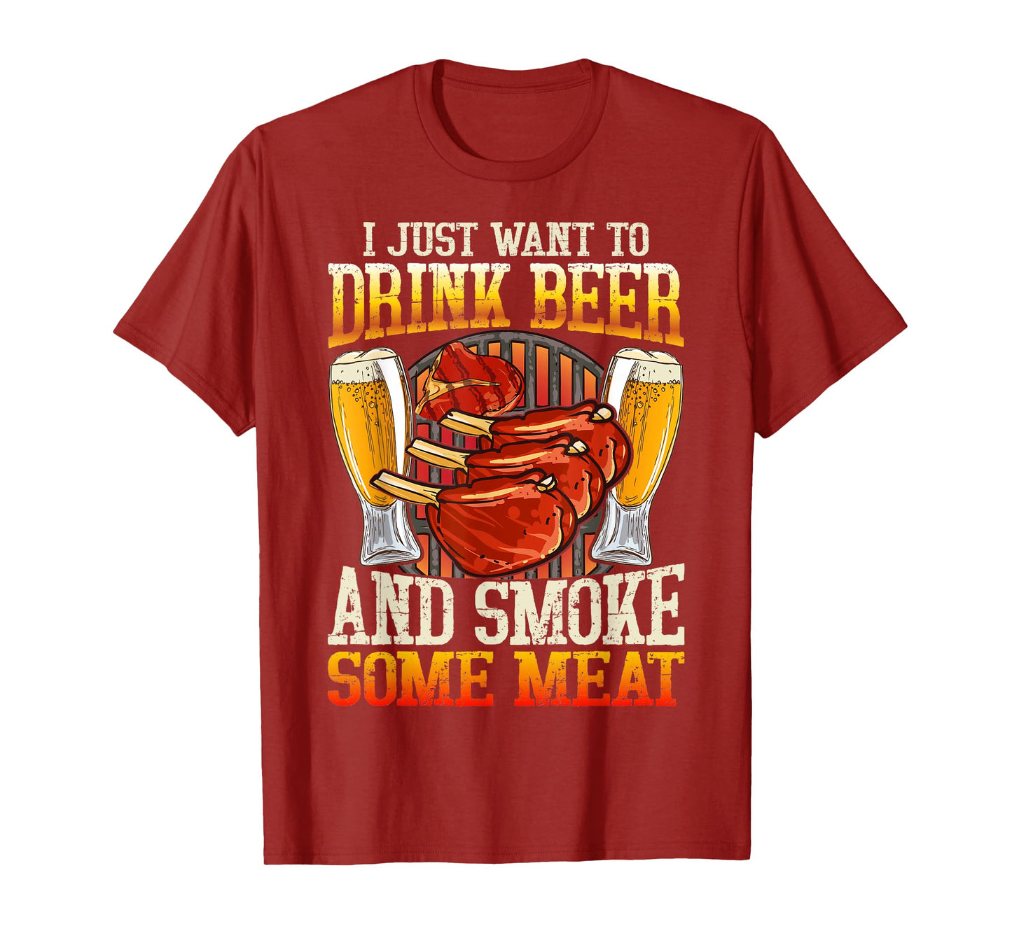 Beer Drinking Meat Smoking BBQ Grill Lover Pit Master Smoke T-Shirt
