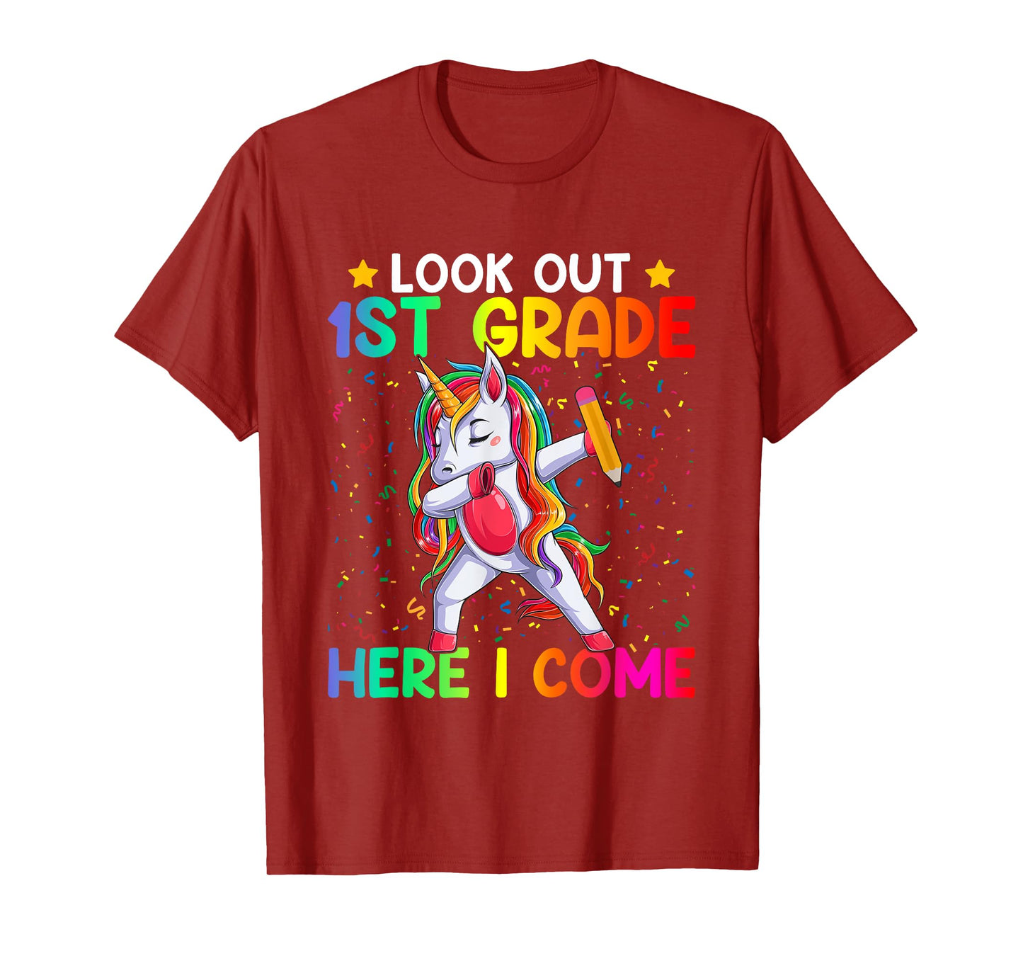 Look Out First Grade Here I Come Unicorn Dabbing 1st Grader T-Shirt
