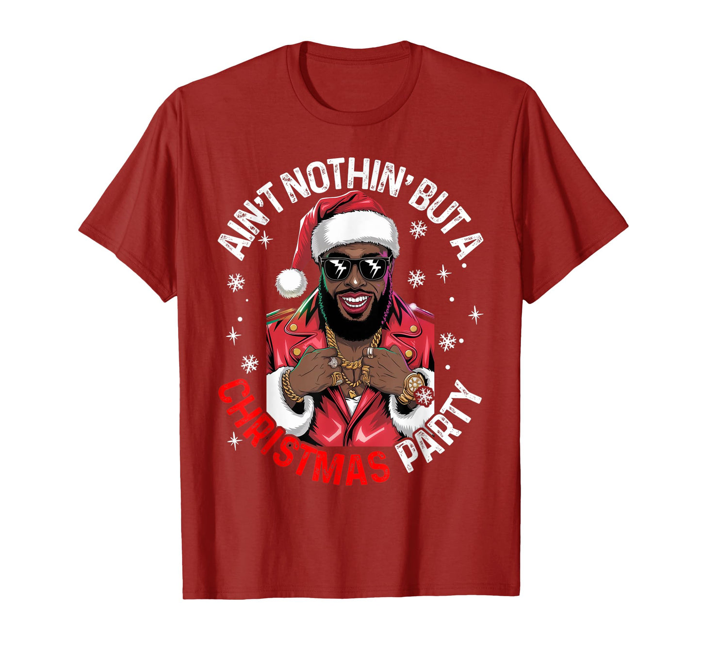 Black African American Santa Claus Christmas Pajama MenWomen T-Shirt