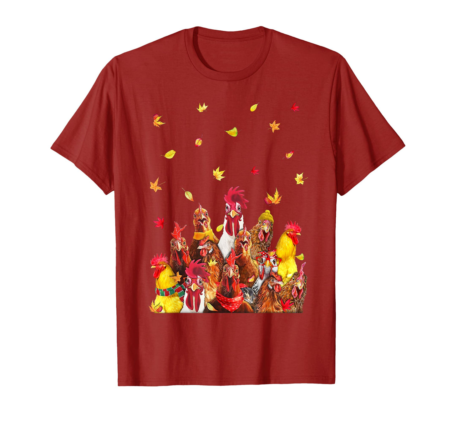 Hello Autumn Maple Chicken Leaf Fall Cute Chicken Farm T-Shirt