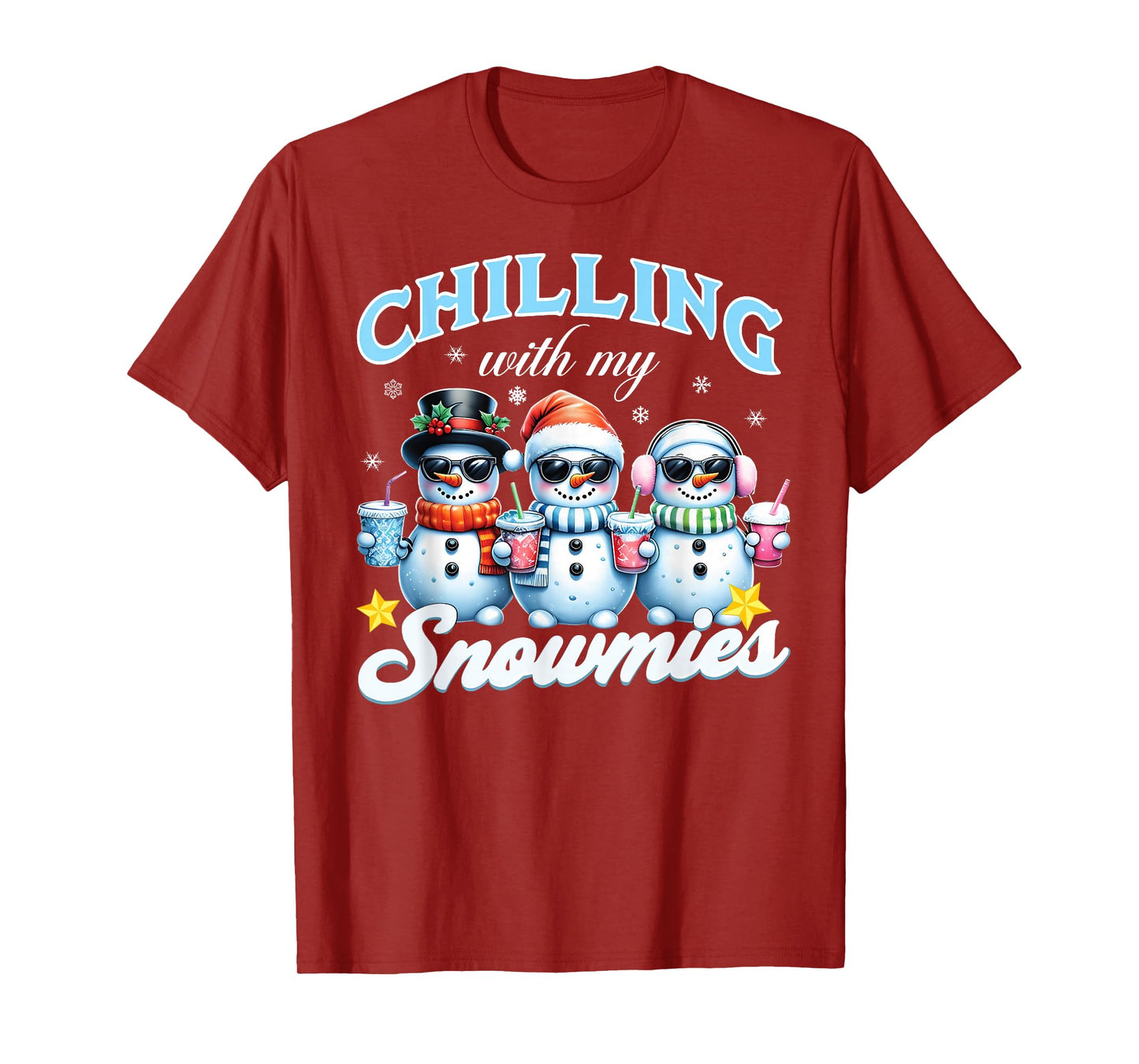 Chillin With My Snowmies Funny Snowman Christmas Kids Boys T-Shirt