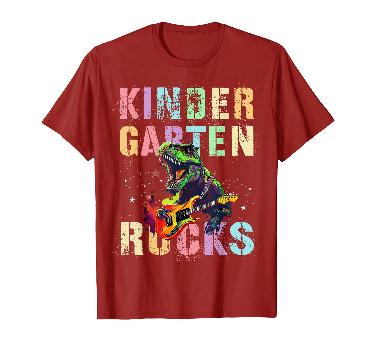 Kids KINDERGARTEN ROCKS Teacher Squad Rockstar Kinder T-Rex T-Shirt