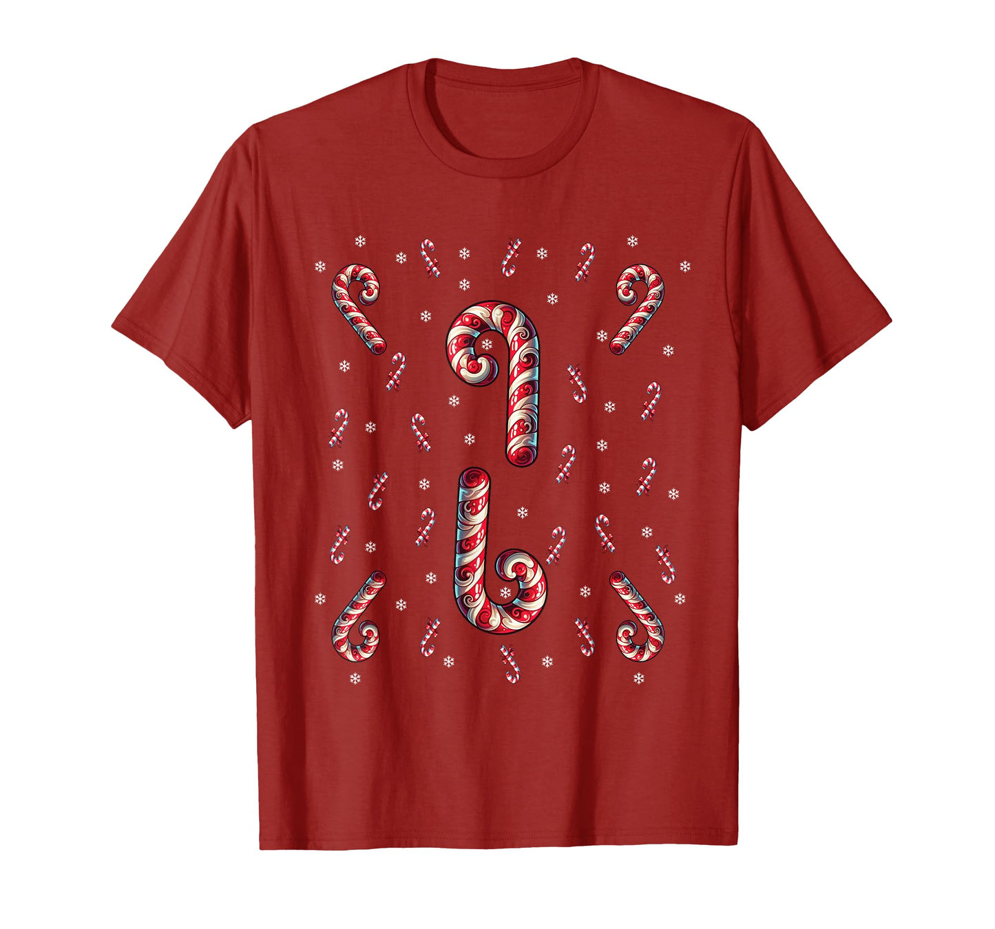Red And White Candy Cane Santa Christmas Xmas Lights T-Shirt
