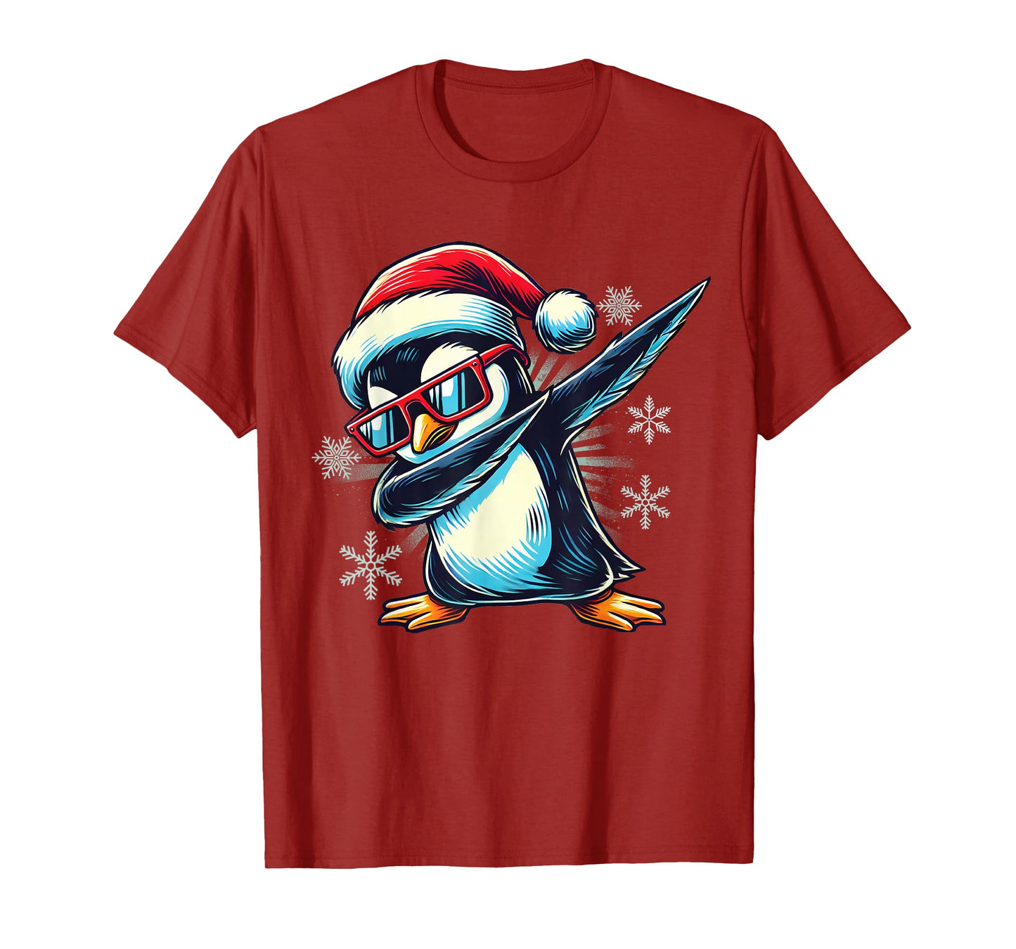 Penguin Dabbing Through The Snow Funny Christmas Boys Kids T-Shirt